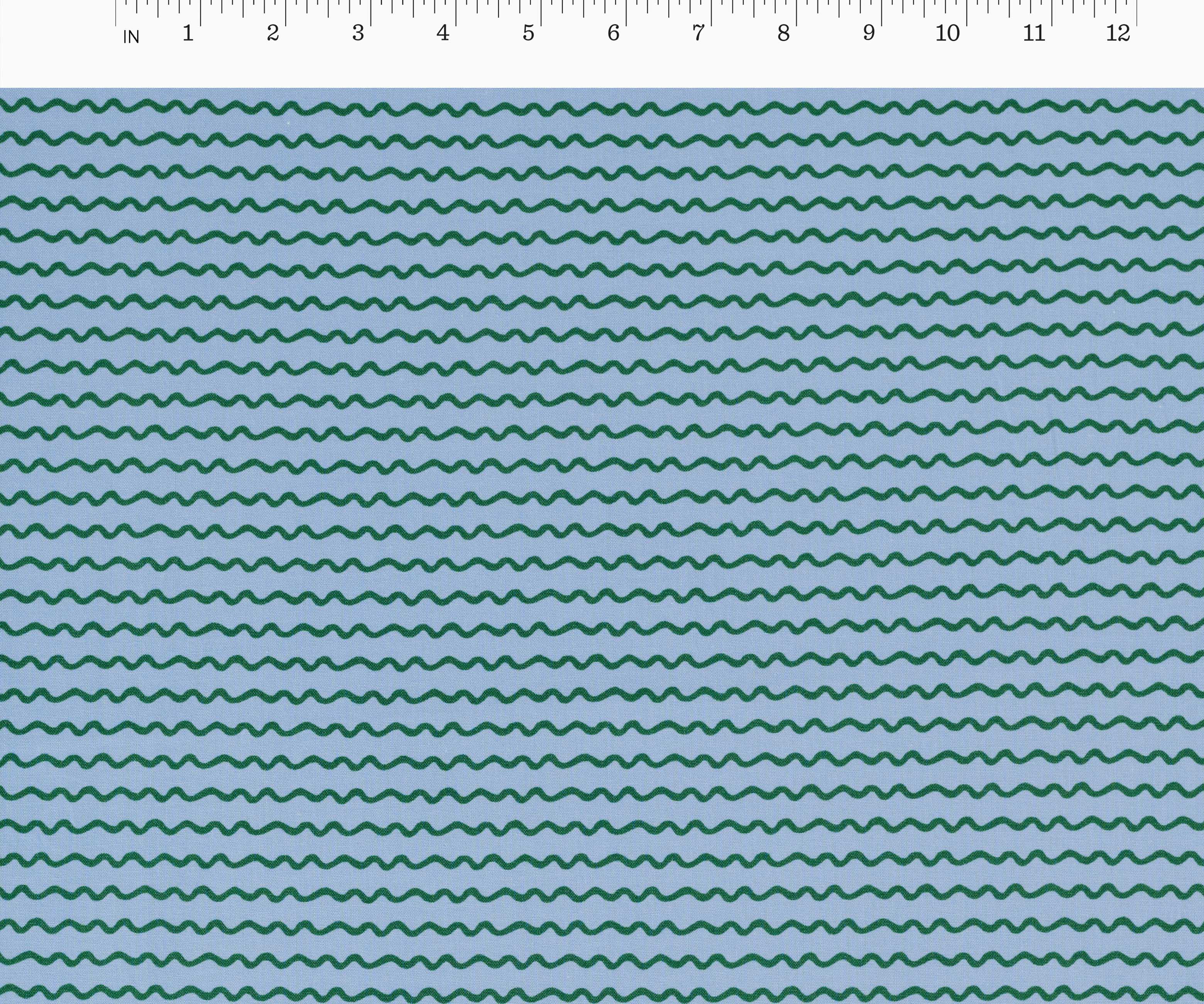 Rickrack Cotton Fabric - Blue
