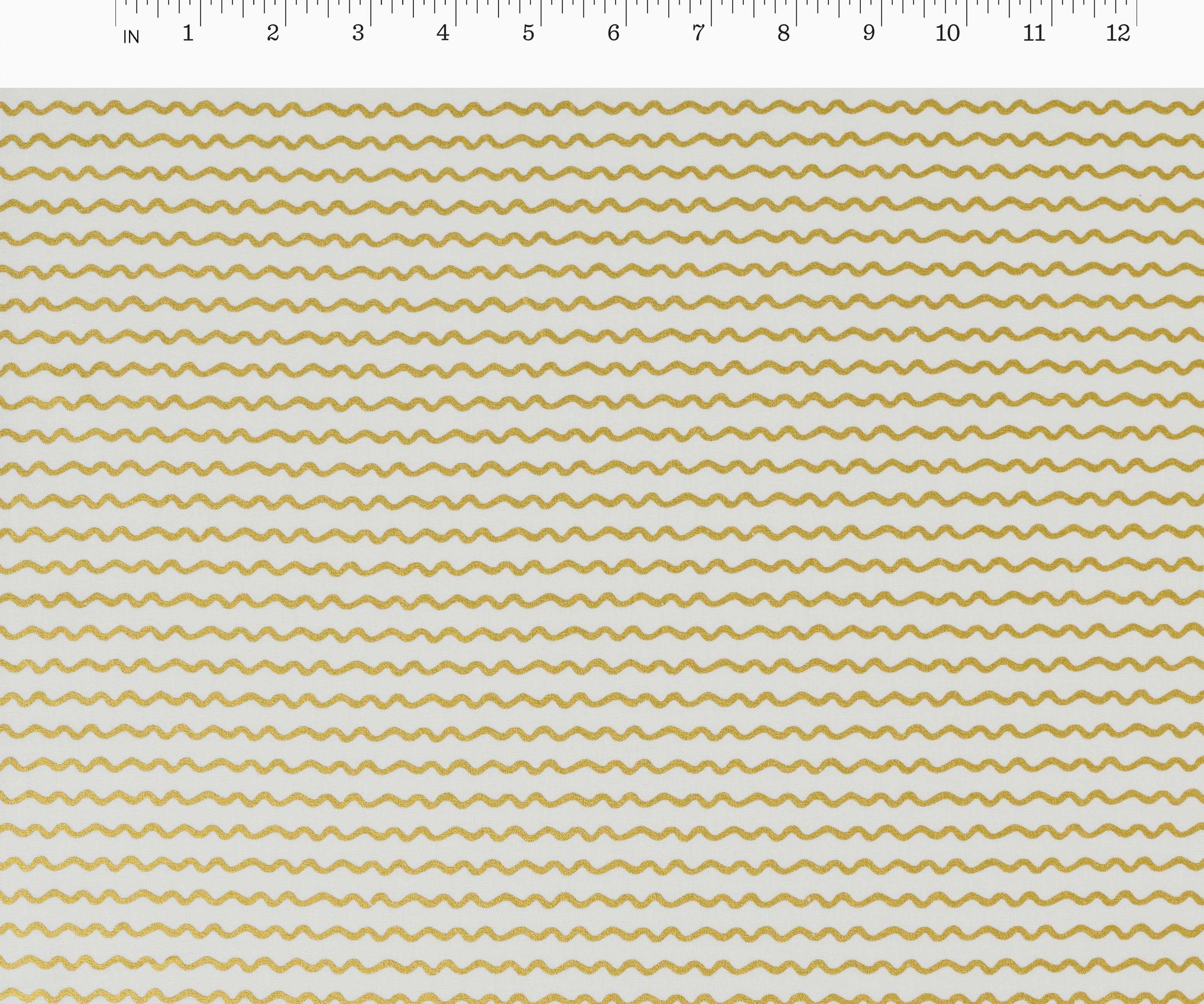 Rickrack Cotton Metallic Fabric - Cream & Gold