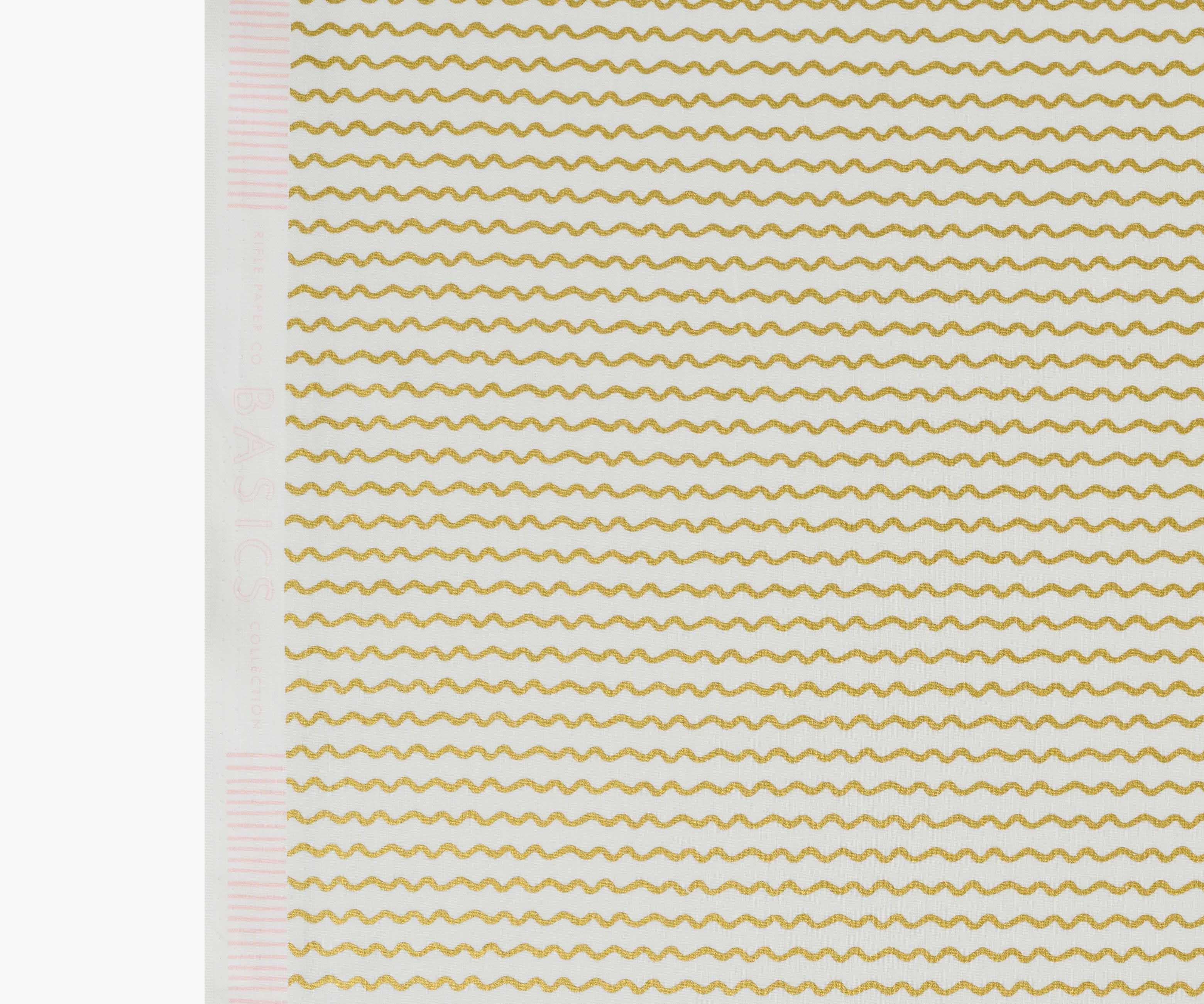 Rickrack Cotton Metallic Fabric - Cream & Gold
