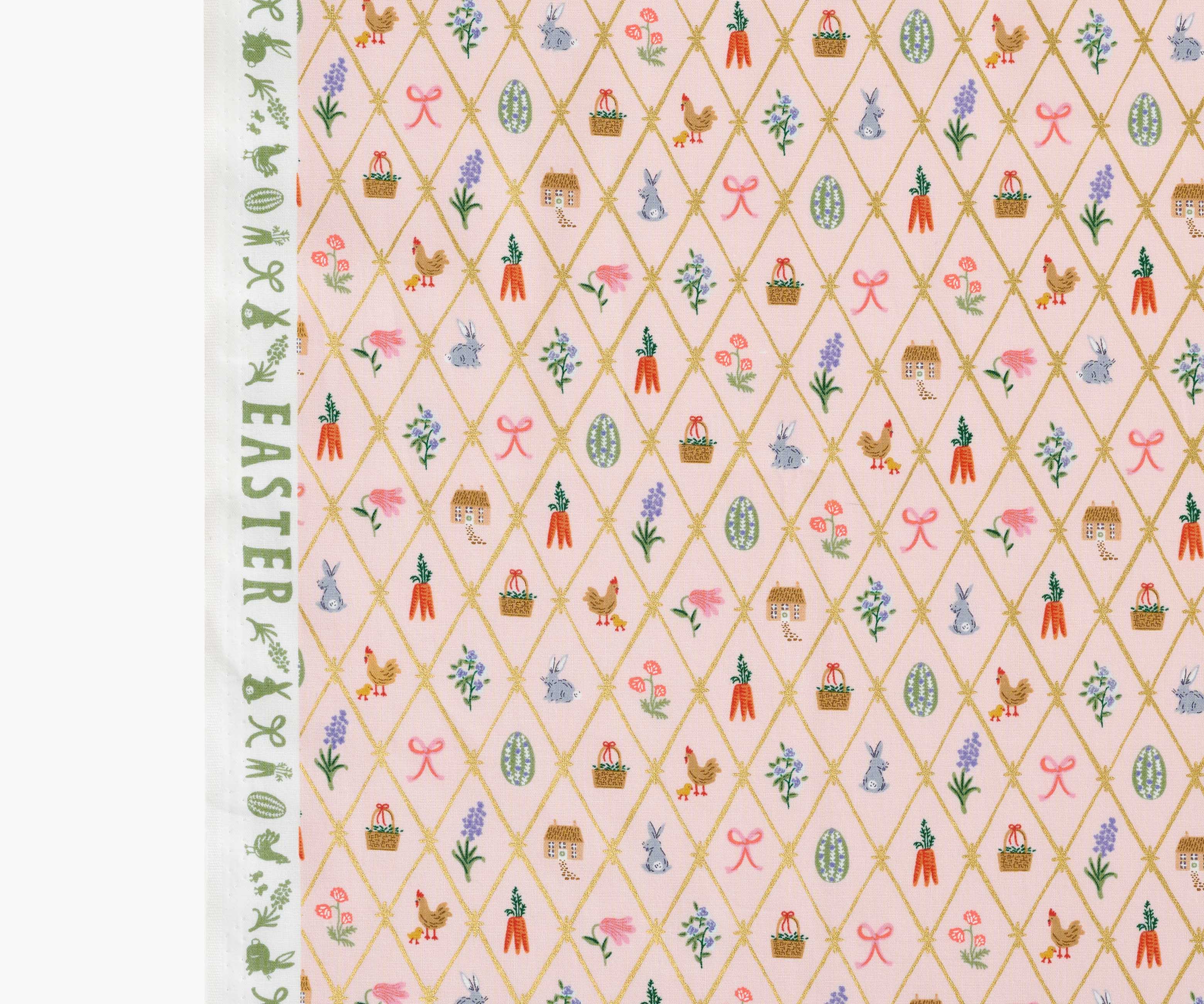 Easter Lattice Cotton Metallic Fabric - Blush