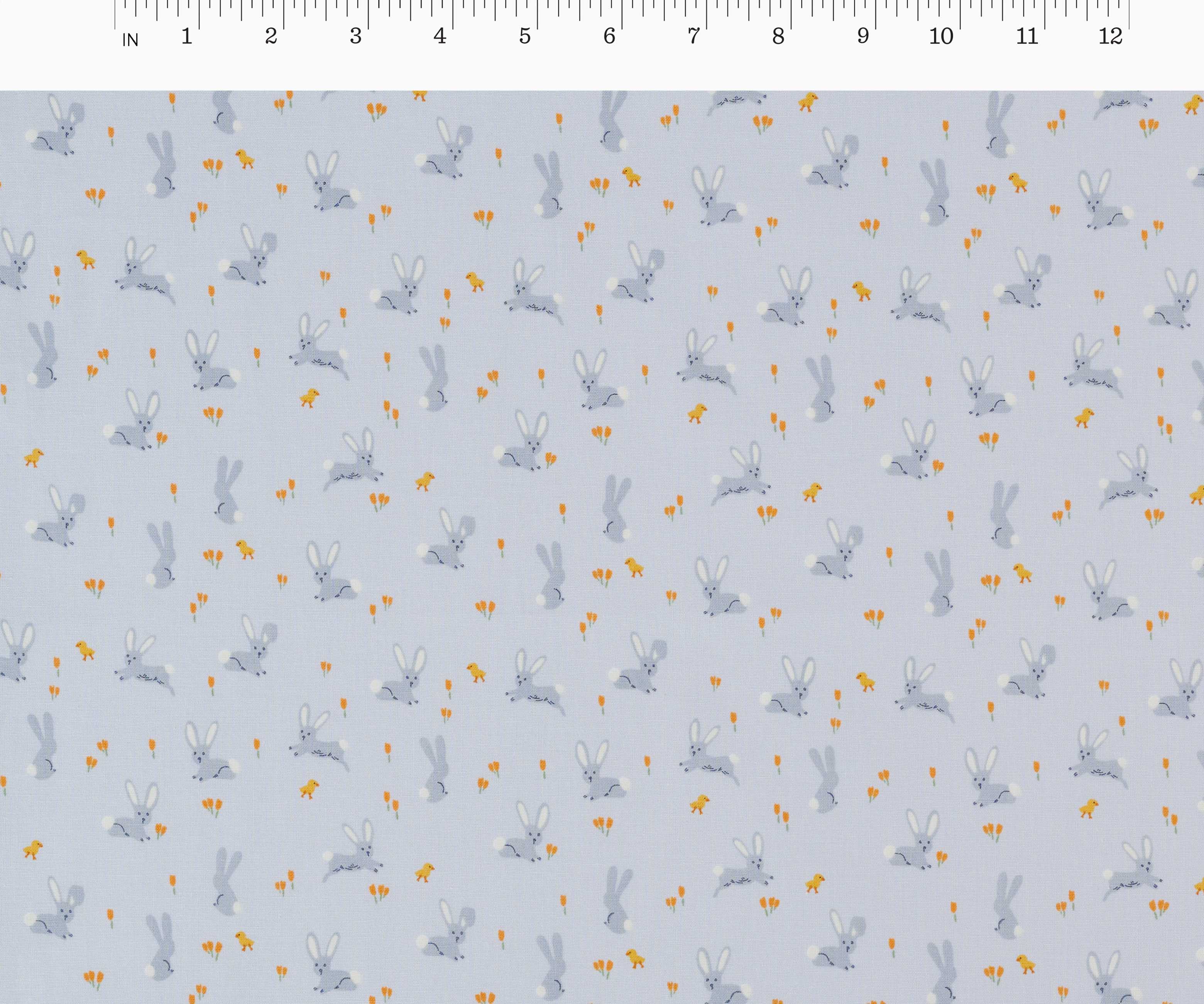 Bunnies Cotton Fabric - Blue
