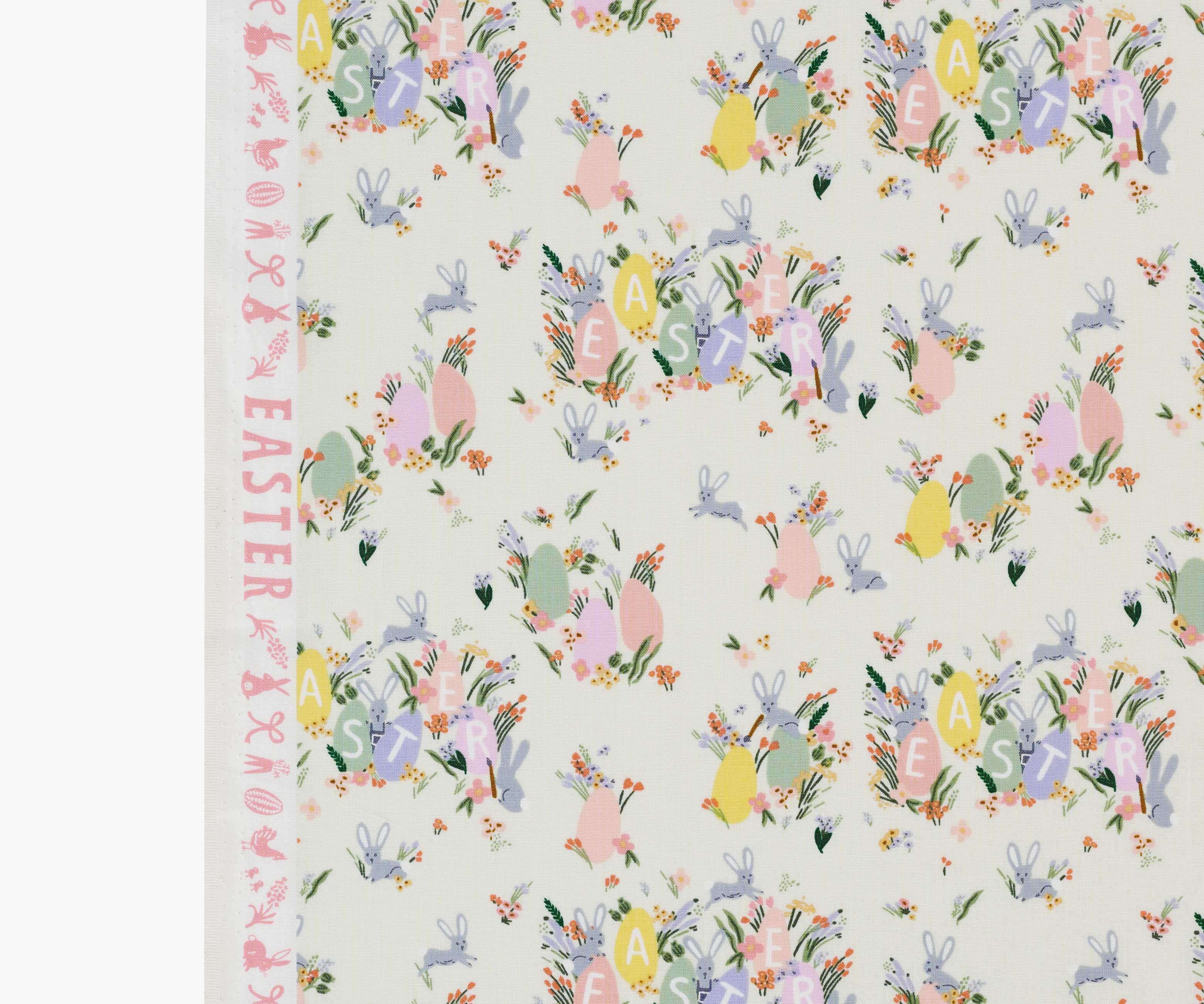 Hoppy Easter Cotton Fabric - Cream