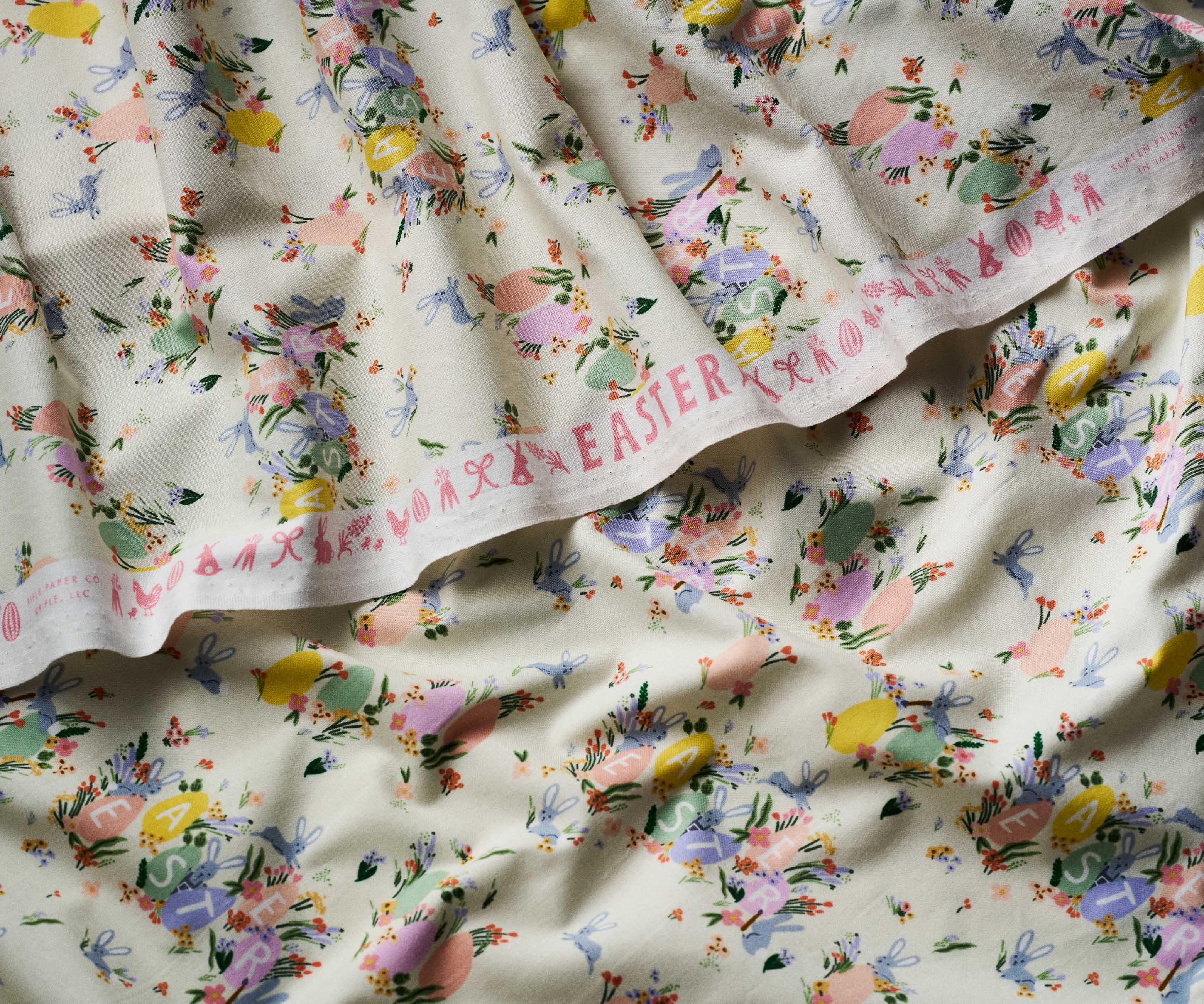 Hoppy Easter Cotton Fabric - Cream