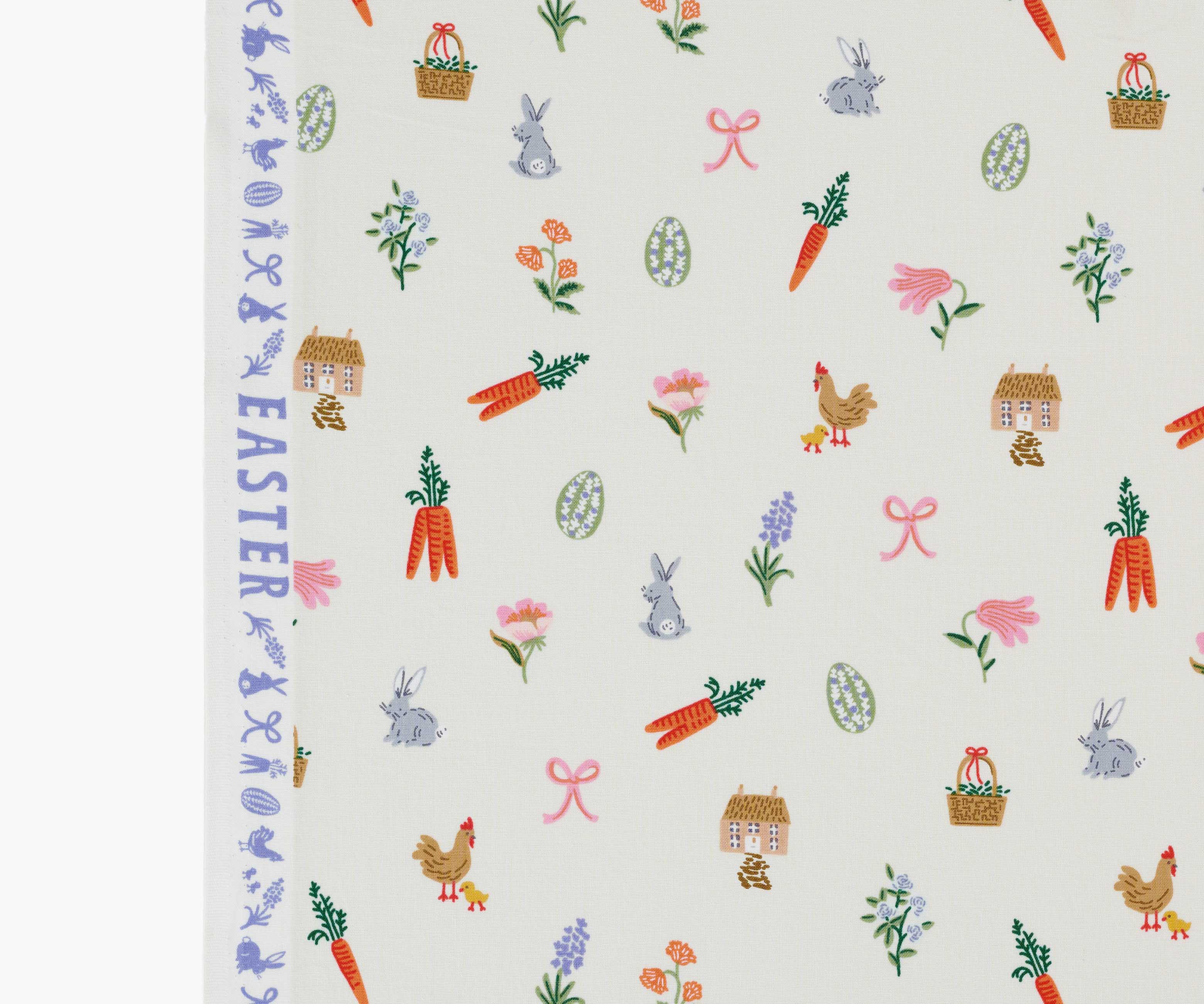 Easter Basket Cotton Fabric - Cream