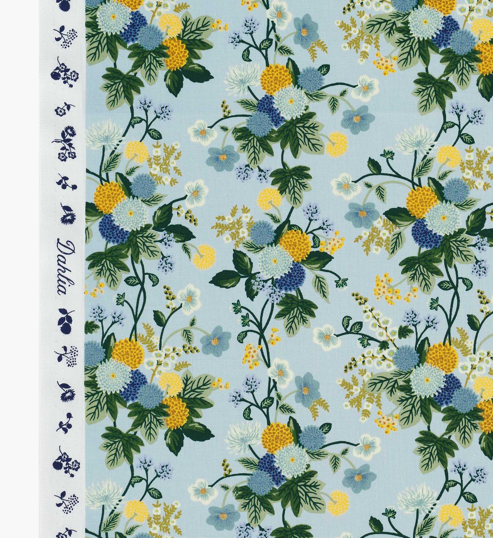 Dahlia Cotton Fabric - Blue