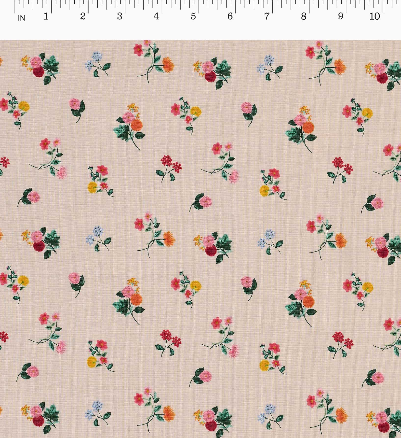 Ditsy Dahlia Cotton Fabric - Blush