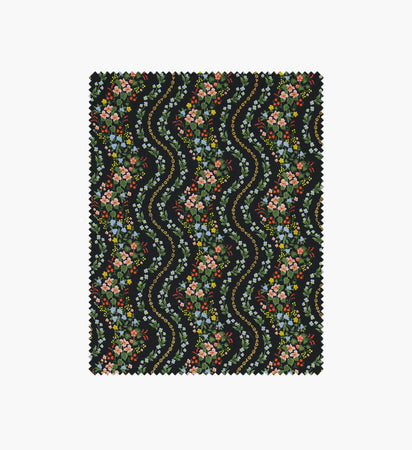 Wildwood Vines Black Metallic Fabric | Rifle Paper Co.