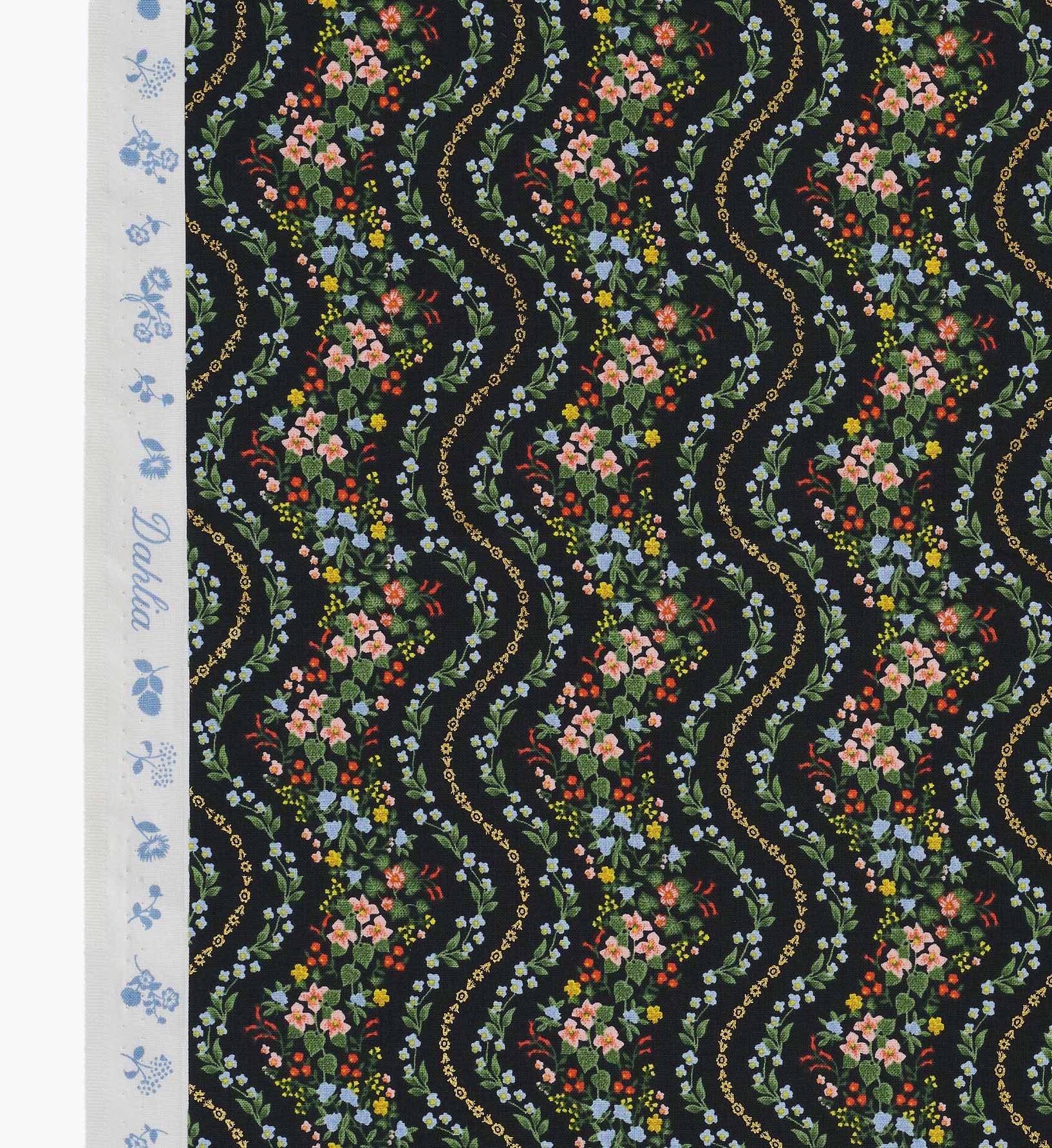 Wildwood Vines Cotton Metallic Fabric - Black