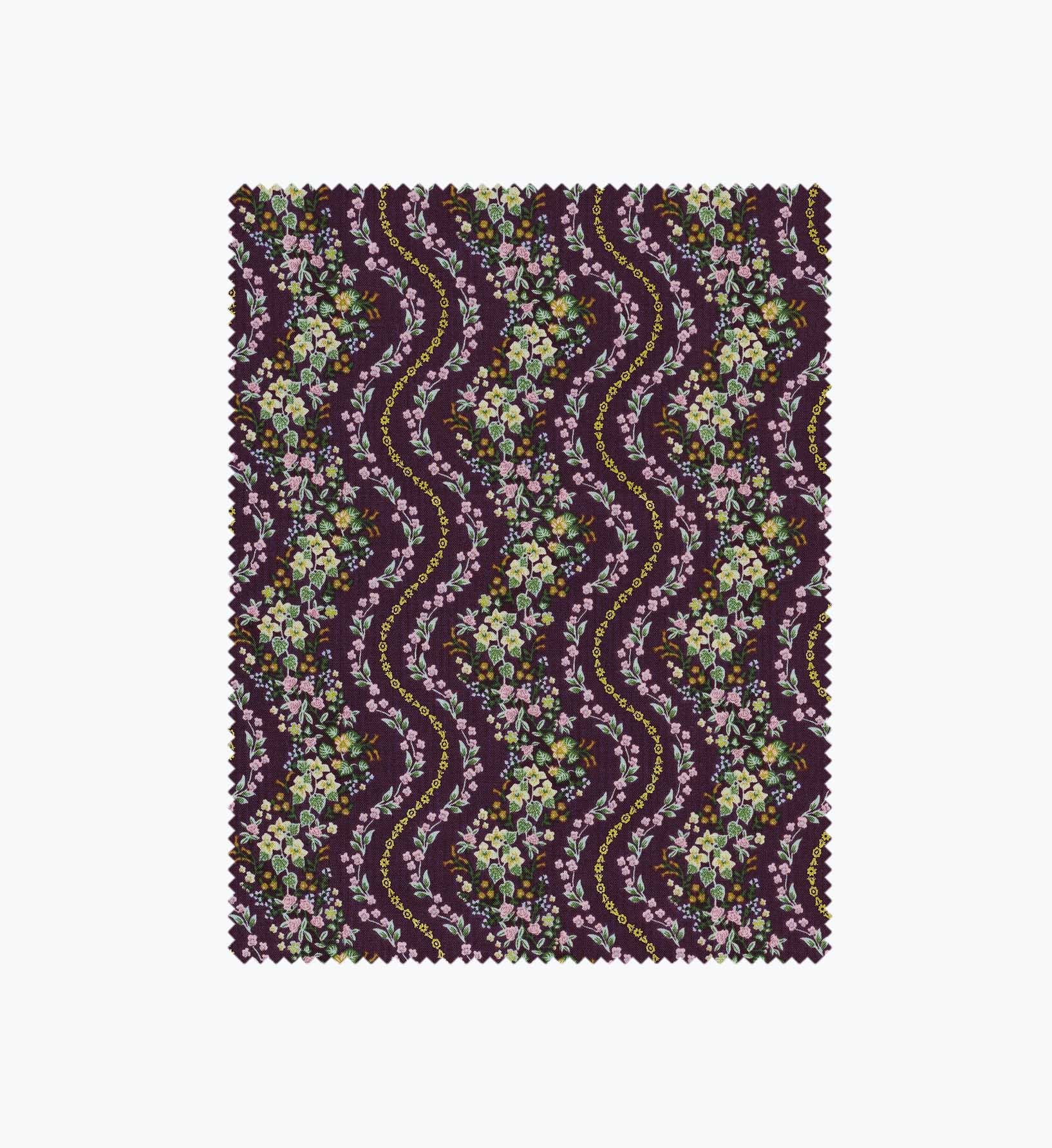Wildwood Vines Cotton Metallic Fabric - Aubergine