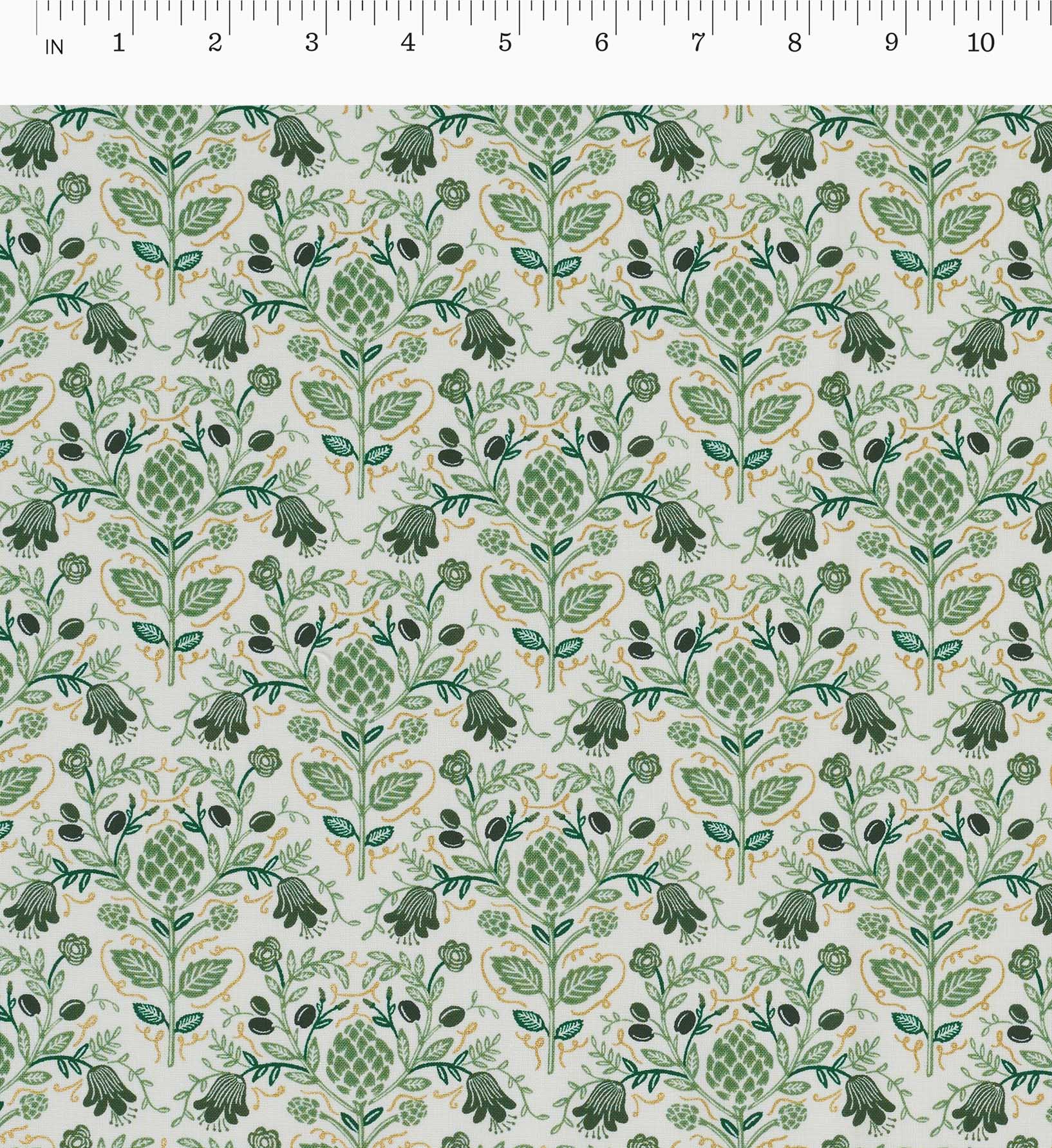 Artichoke Cotton Metallic Fabric - Cream