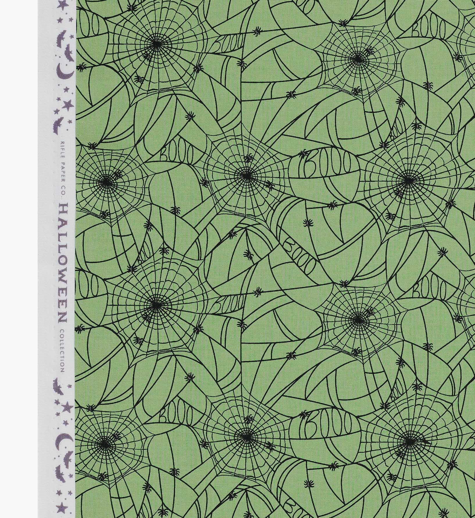 Spider Webs Cotton Fabric - Green