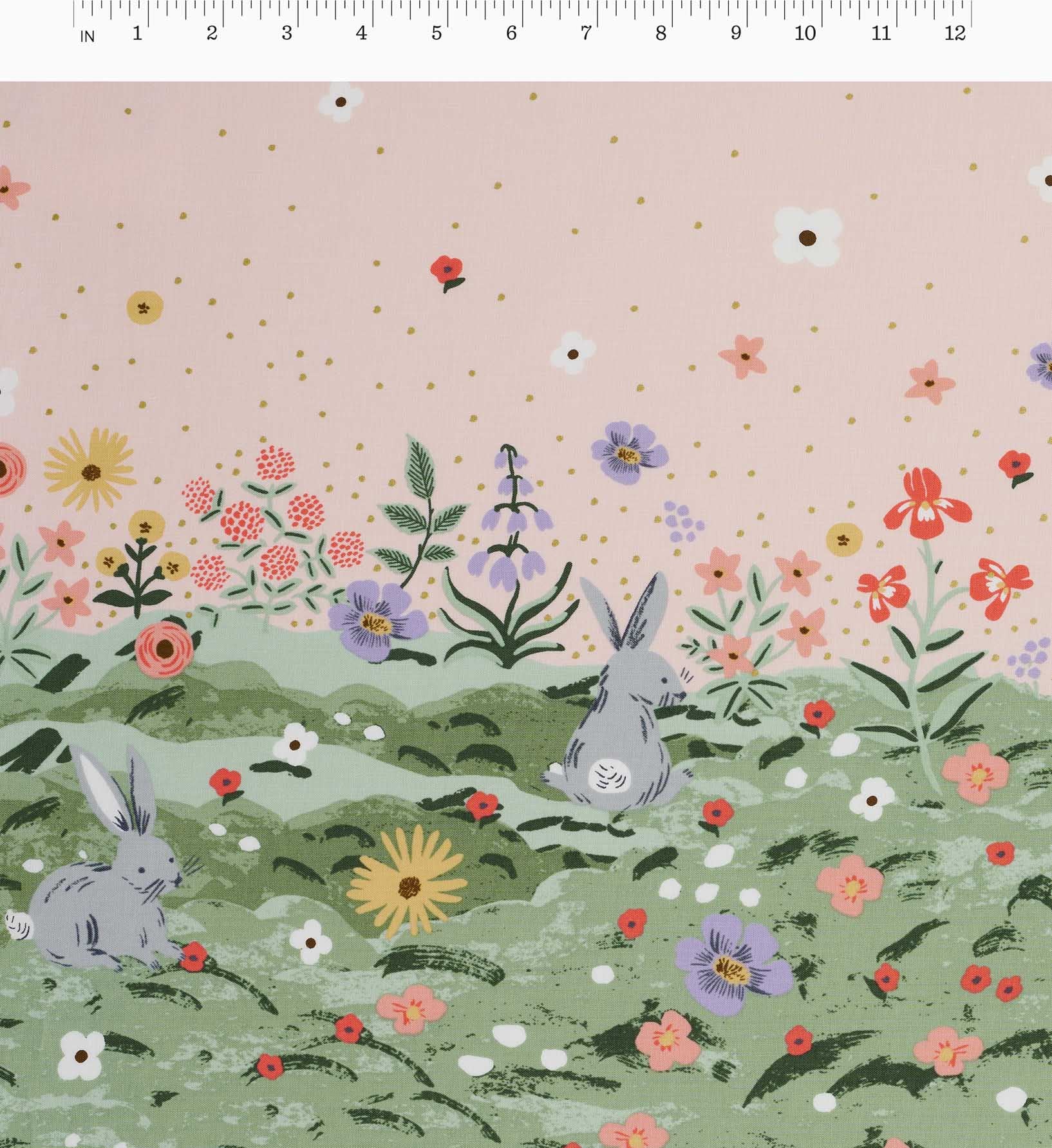 Spring Meadow Cotton Metallic Fabric - Pink