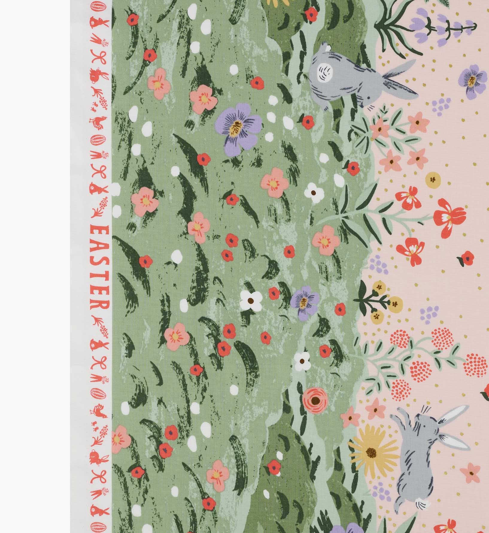 Spring Meadow Cotton Metallic Fabric - Pink