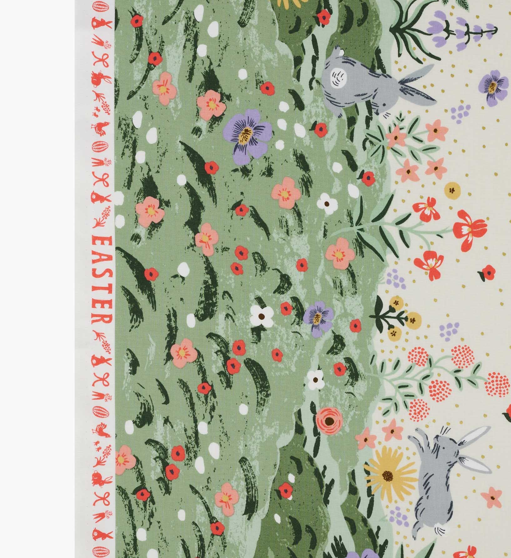 Spring Meadow Cotton Metallic Fabric - Cream