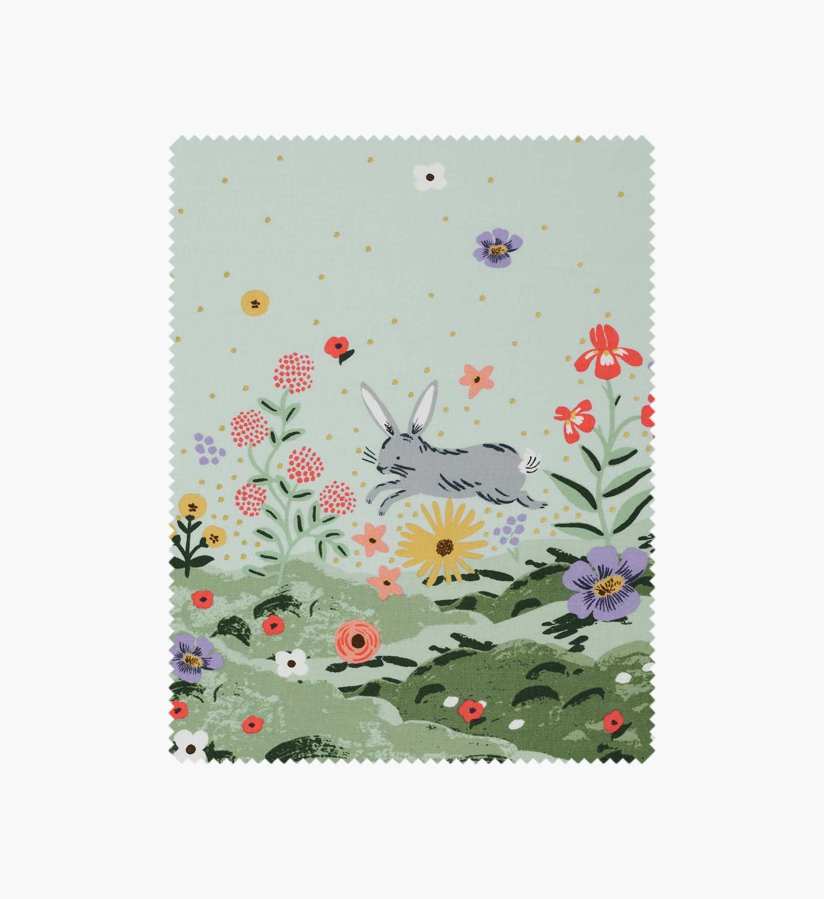 Spring Meadow Cotton Metallic Fabric - Green