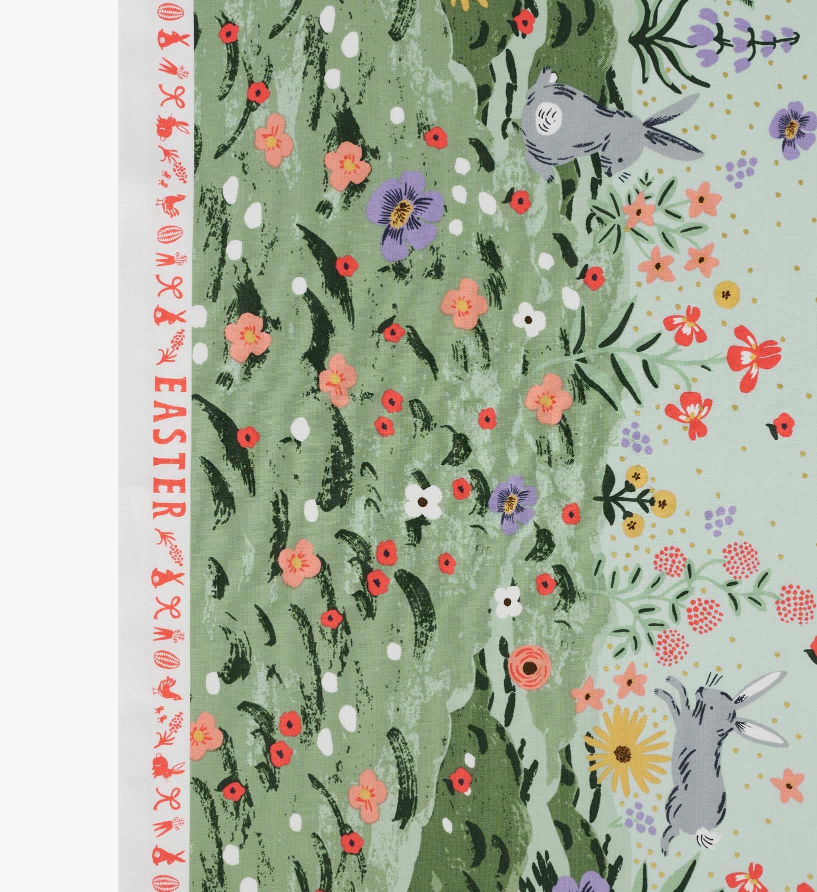 Spring Meadow Cotton Metallic Fabric - Green