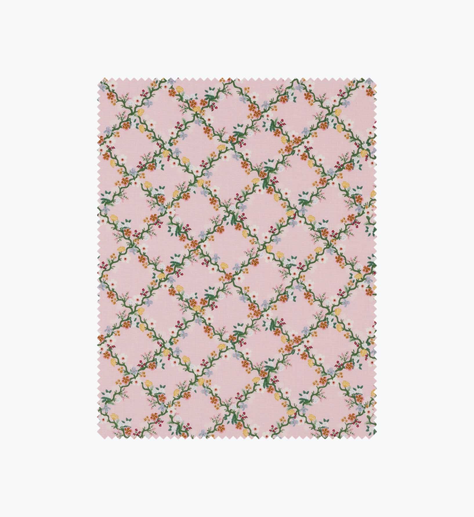 Floral Trellis Cotton Fabric - Pink