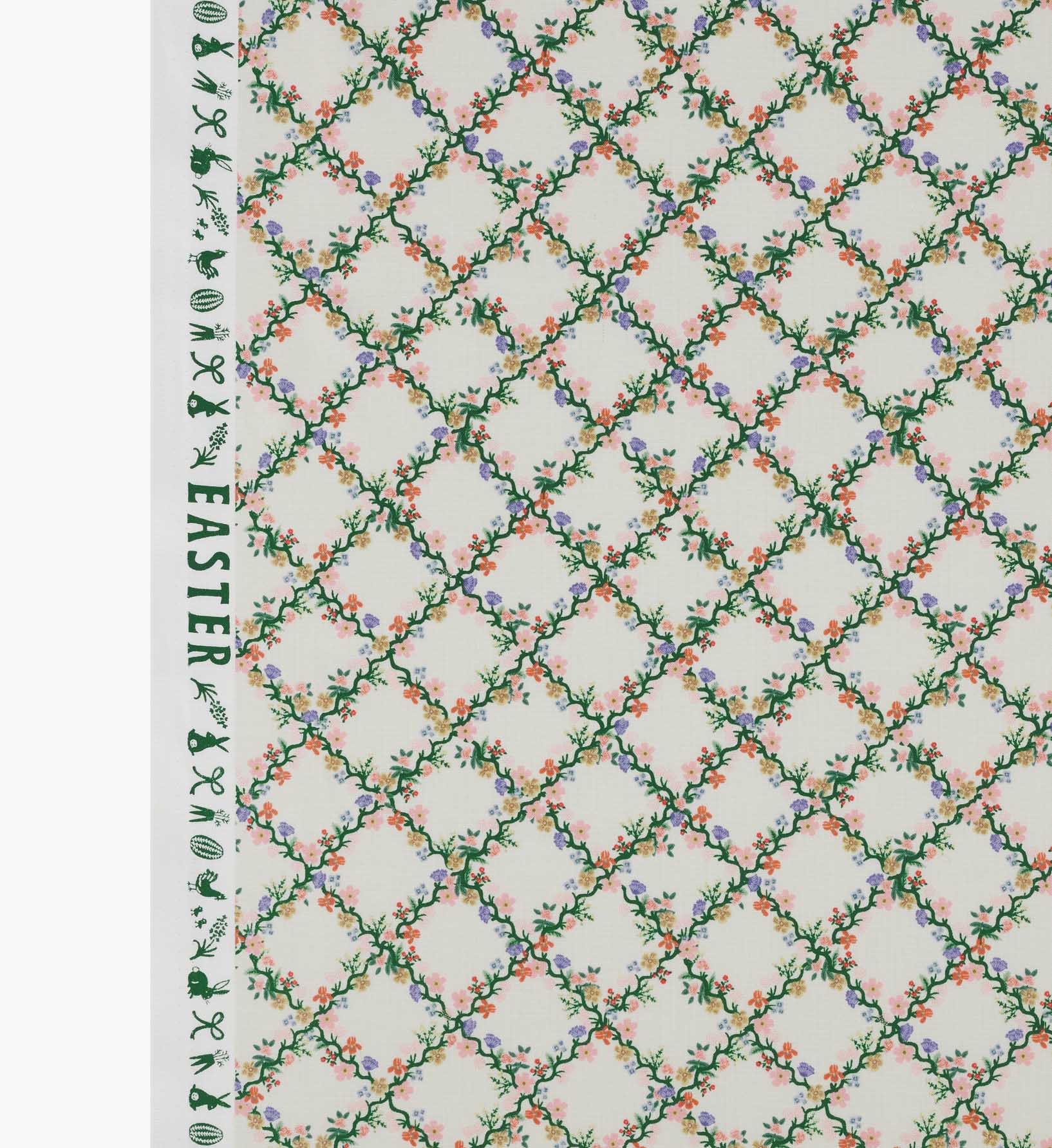 Floral Trellis Cotton Fabric - Cream