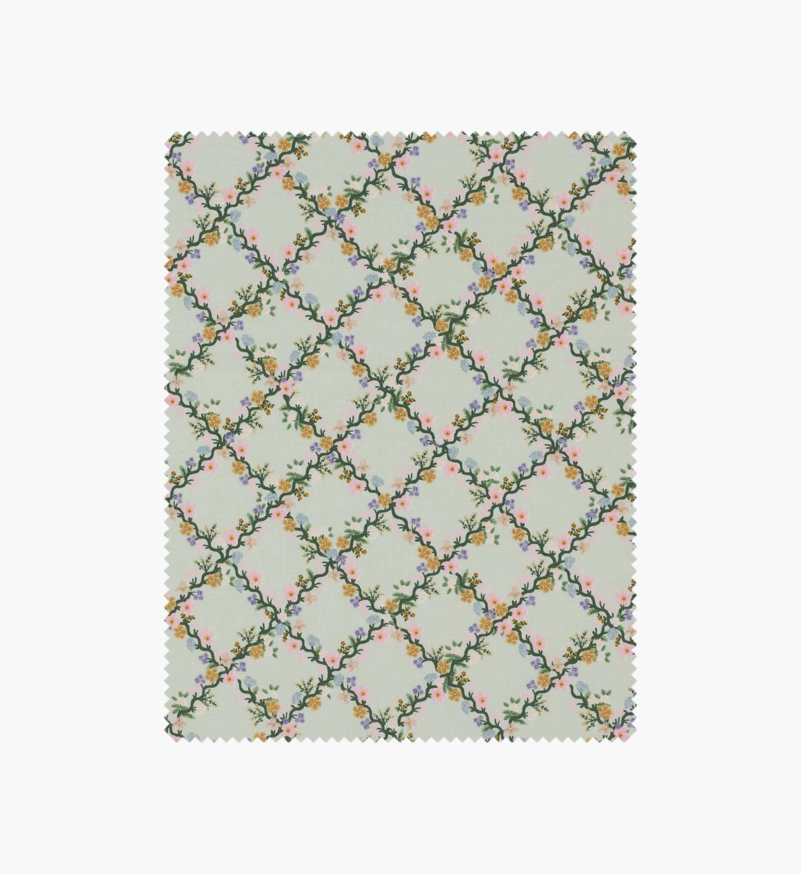 Floral Trellis Cotton Fabric - Green