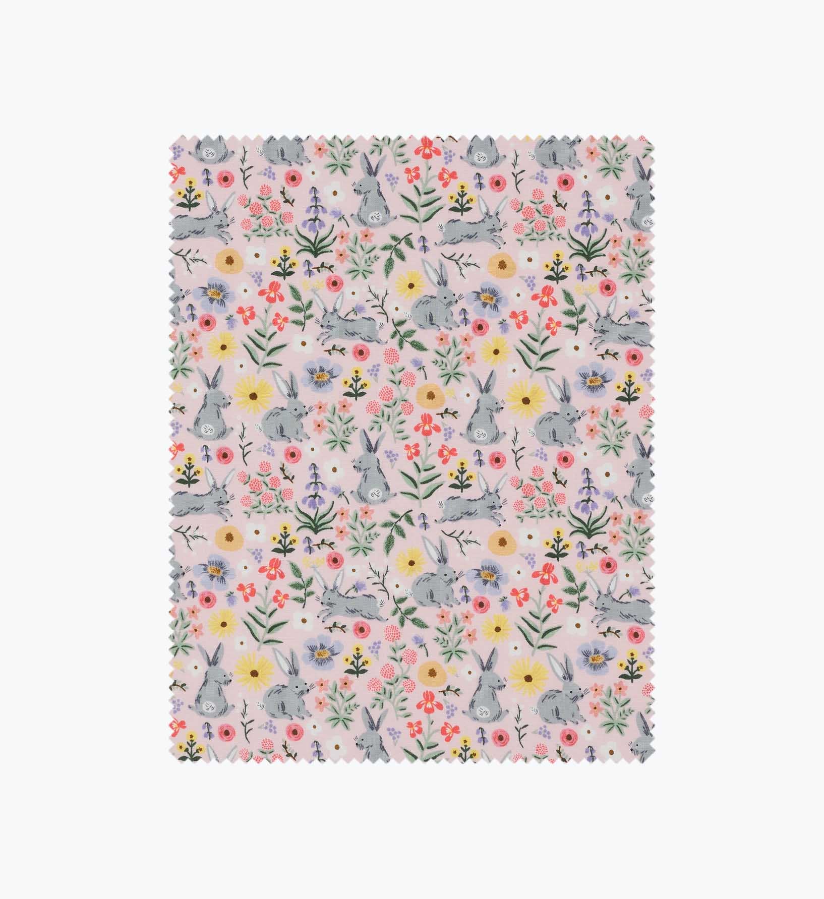 Bunny Floral Cotton Fabric - Pink