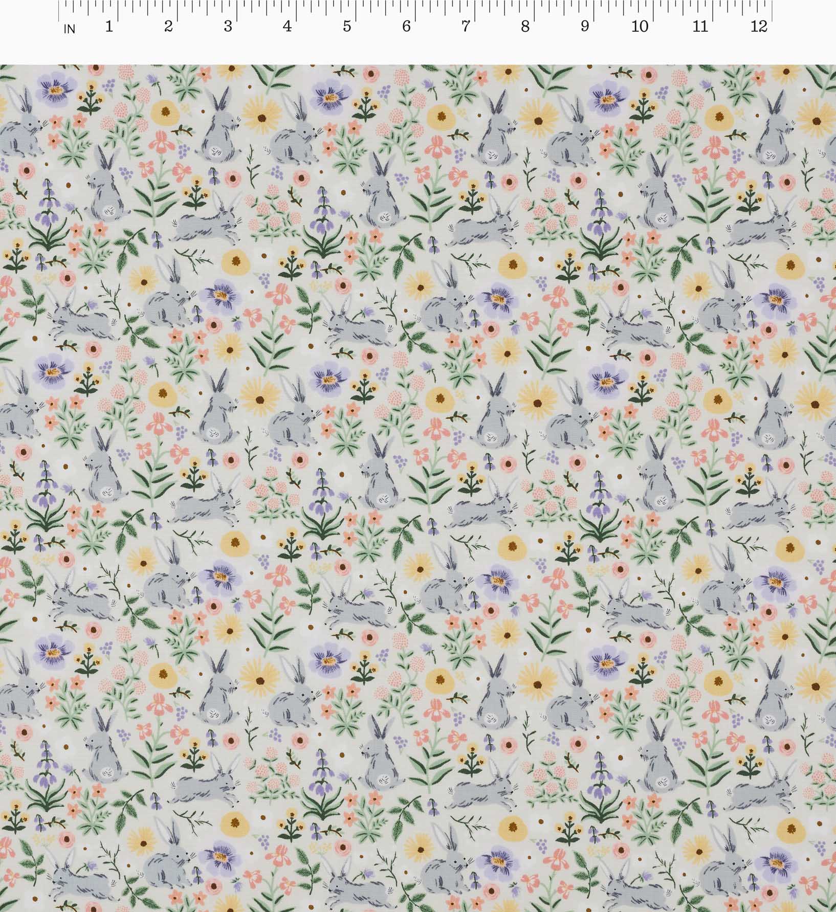 Bunny Floral Cotton Fabric - Cream