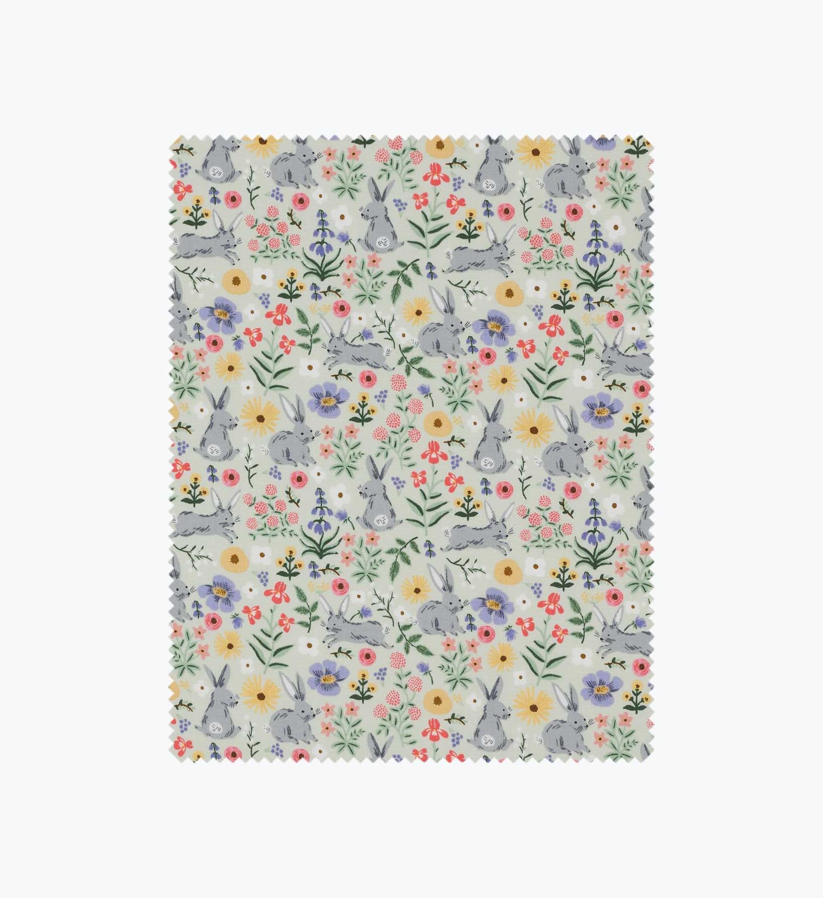 Bunny Floral Cotton Fabric - Green