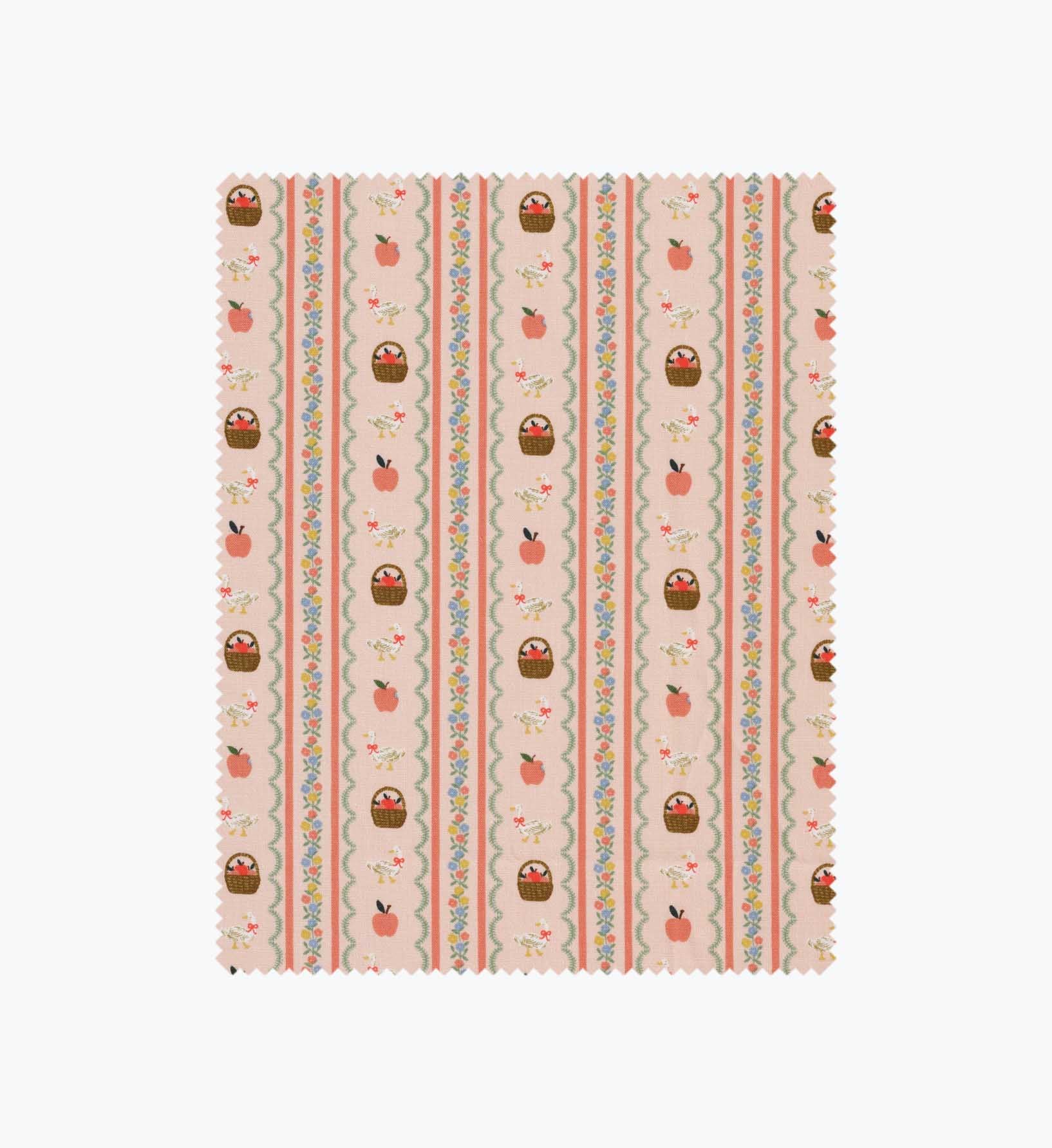 Farmhouse Stripe Cotton Fabric - Pink