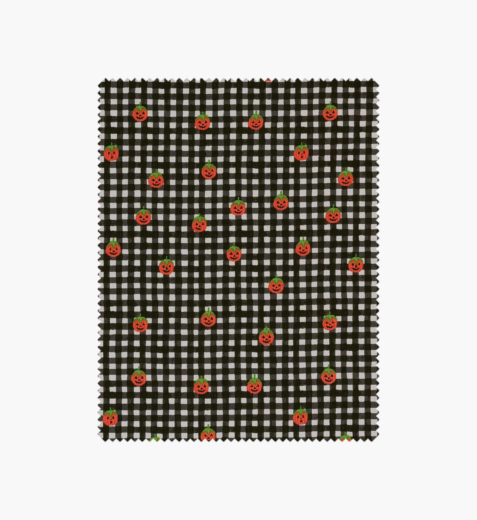 Pumpkin Gingham Cotton Fabric - Black