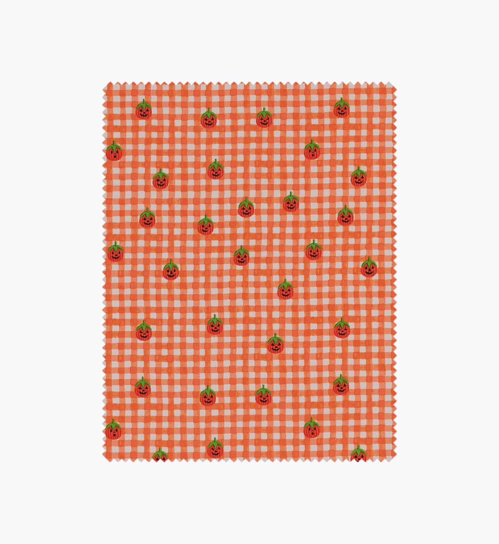 Pumpkin Gingham Cotton Fabric - Orange