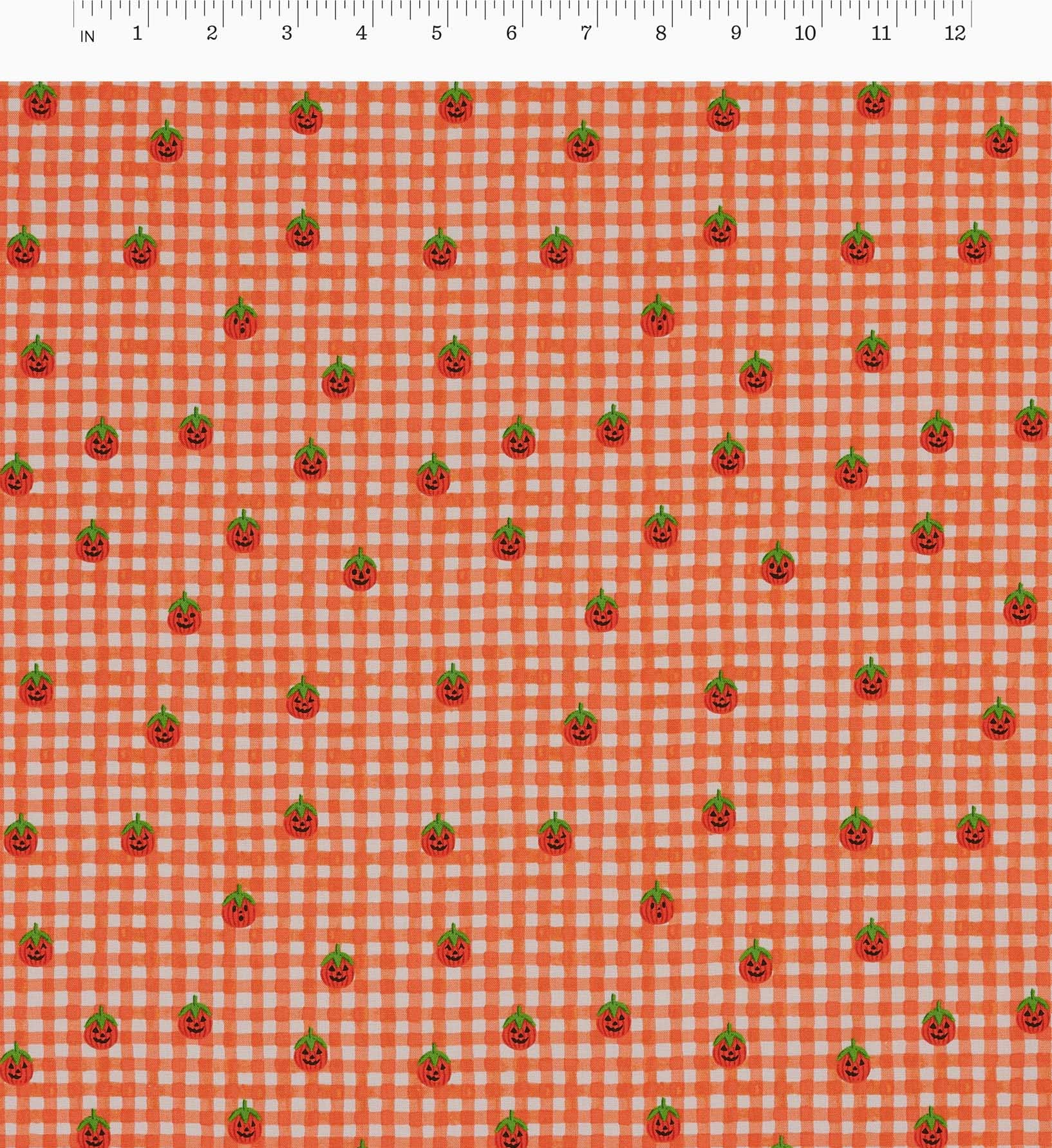 Pumpkin Gingham Cotton Fabric - Orange