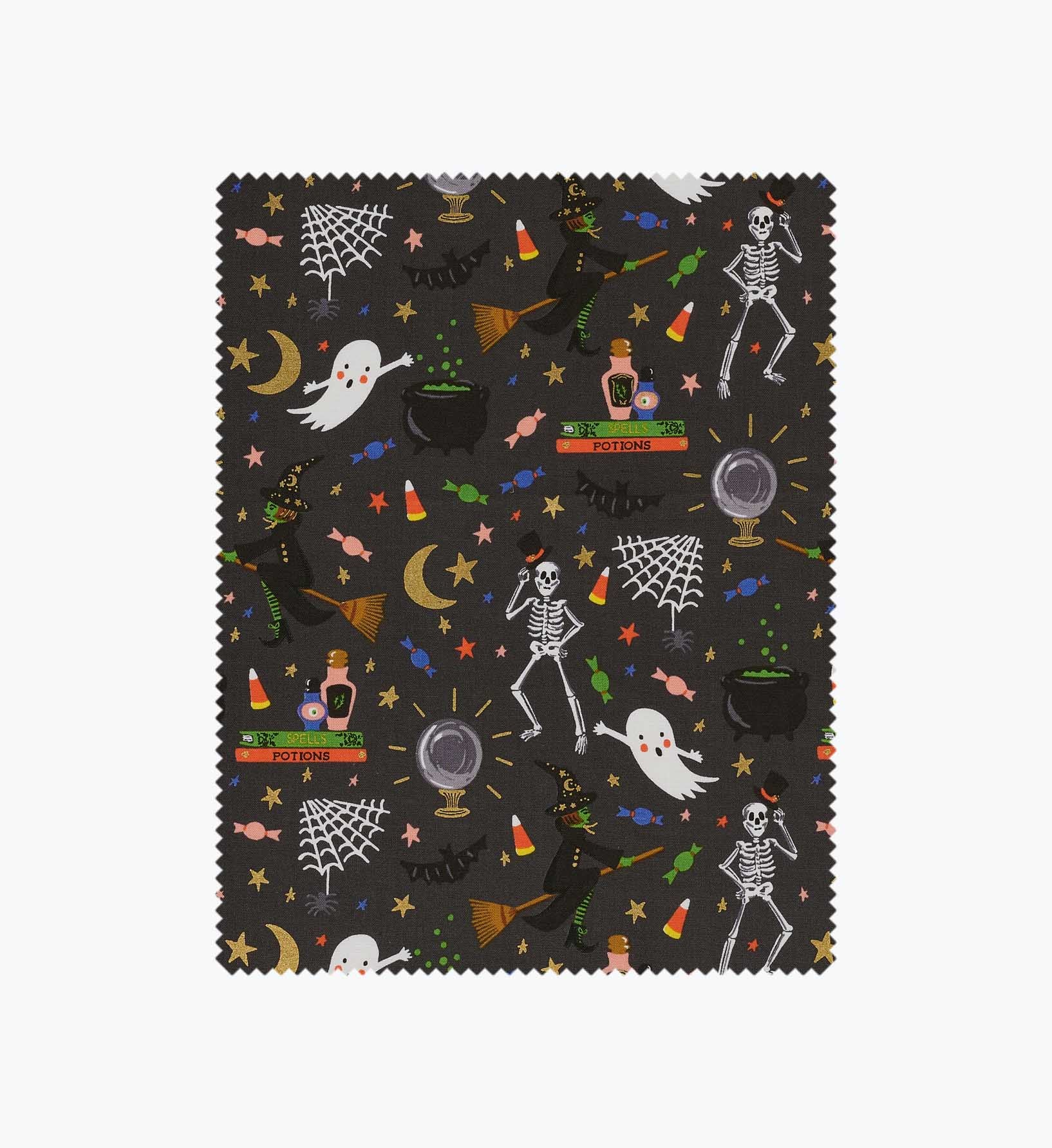 Halloween Party Cotton Metallic Fabric - Black