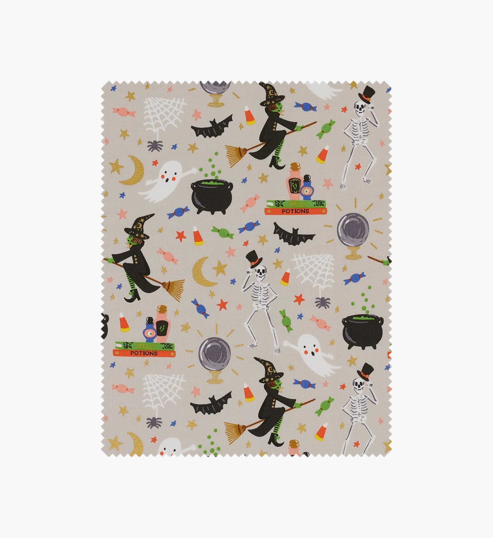Halloween Party Cotton Metallic Fabric - Linen