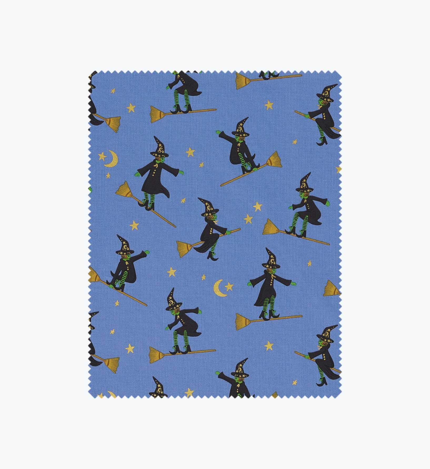 Wicked Witches Cotton Metallic Fabric - Blue