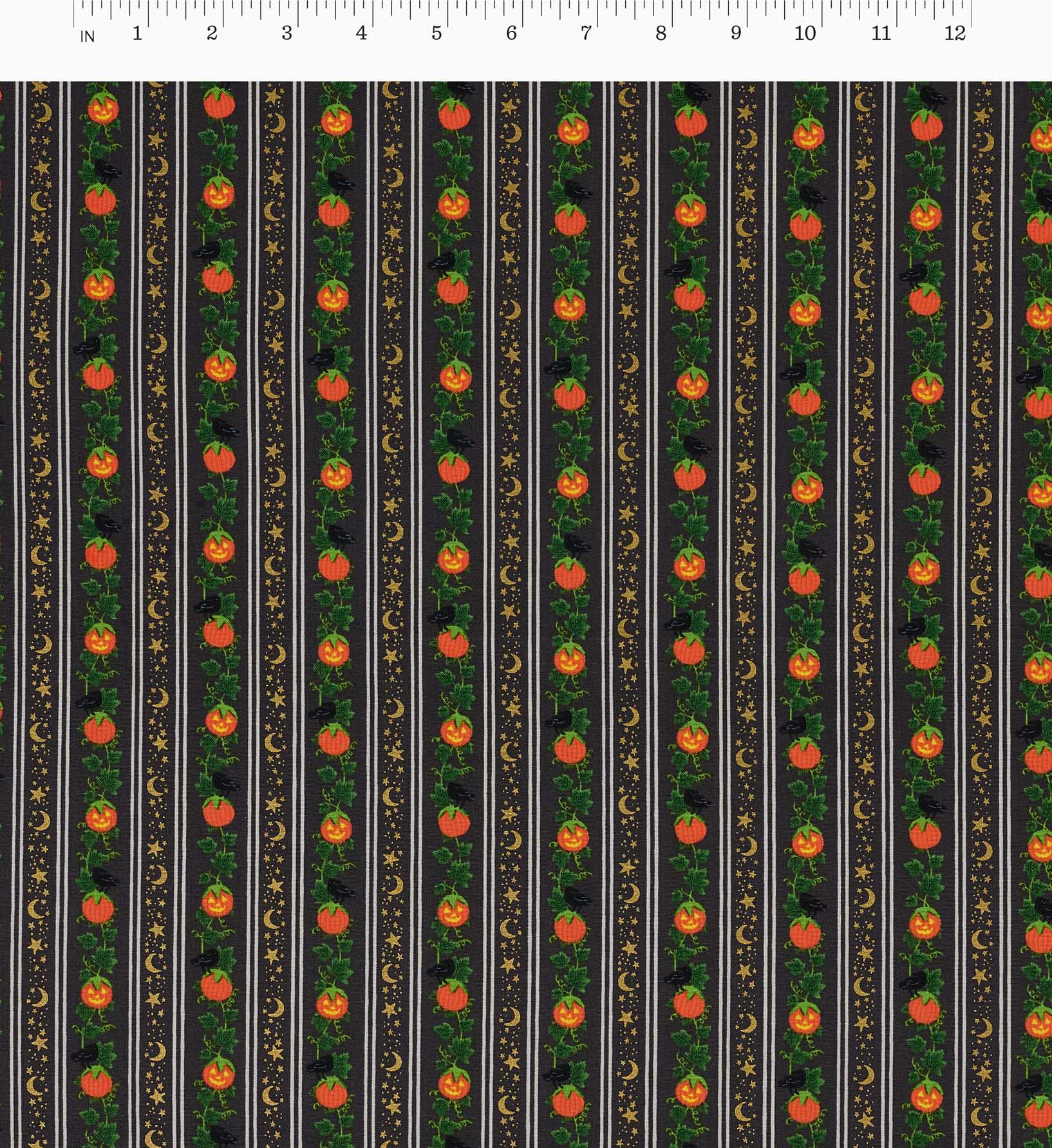 Pumpkin Patch Cotton Metallic Fabric - Black