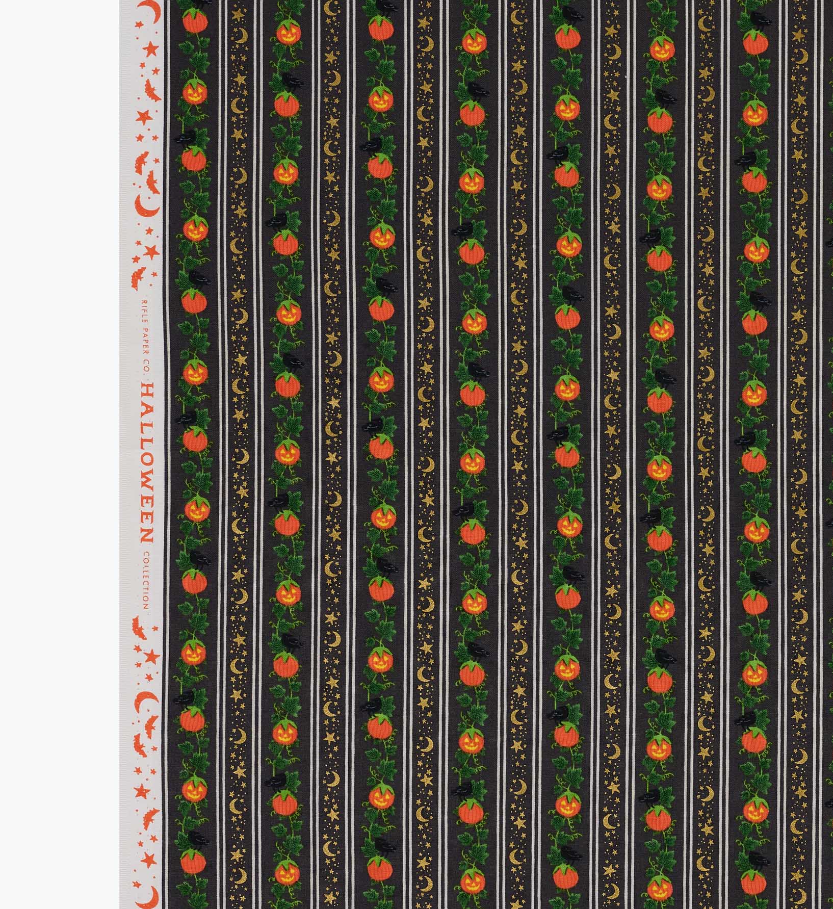 Pumpkin Patch Cotton Metallic Fabric - Black