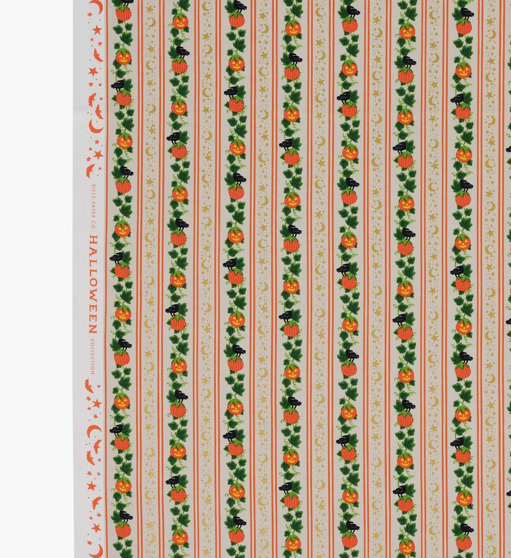Pumpkin Patch Cotton Metallic Fabric - Linen