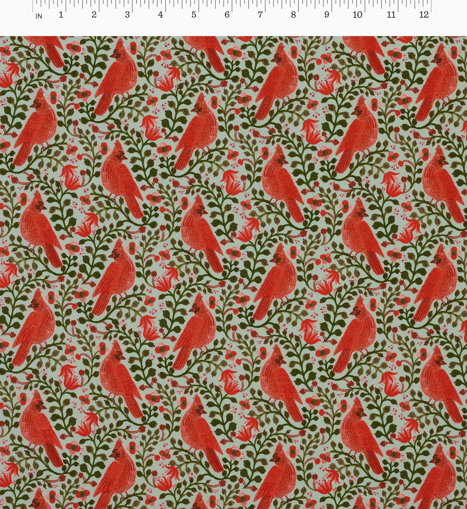 Cardinals Cotton Metallic Fabric - Mint
