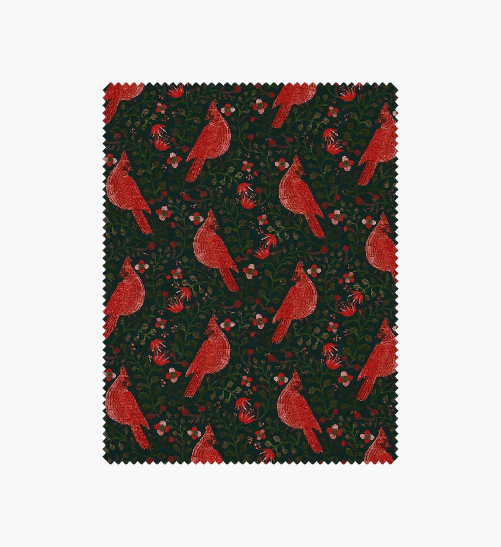 Cardinals Cotton Metallic Fabric - Evergreen