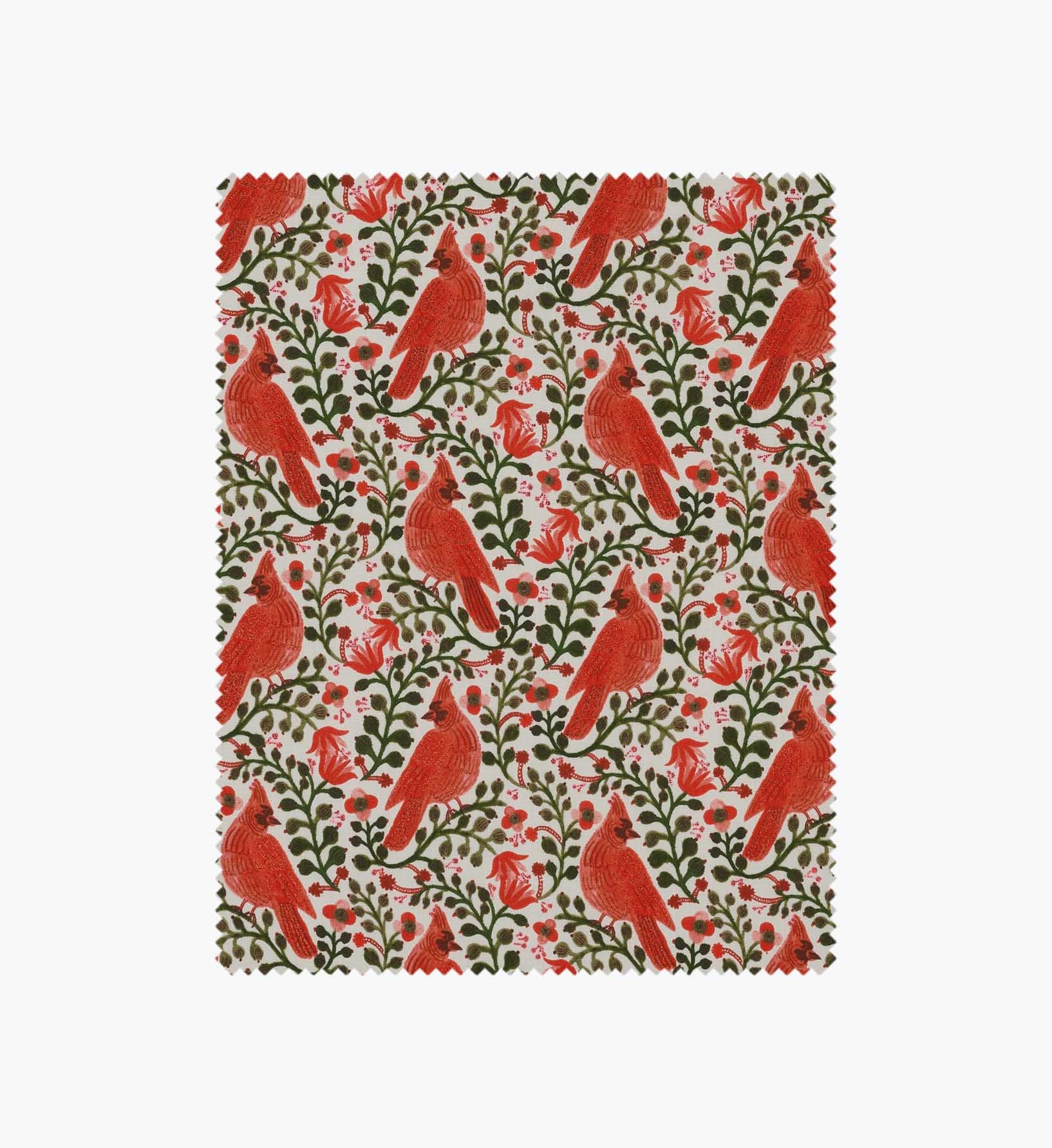 Cardinals Cotton Metallic Fabric - Cream