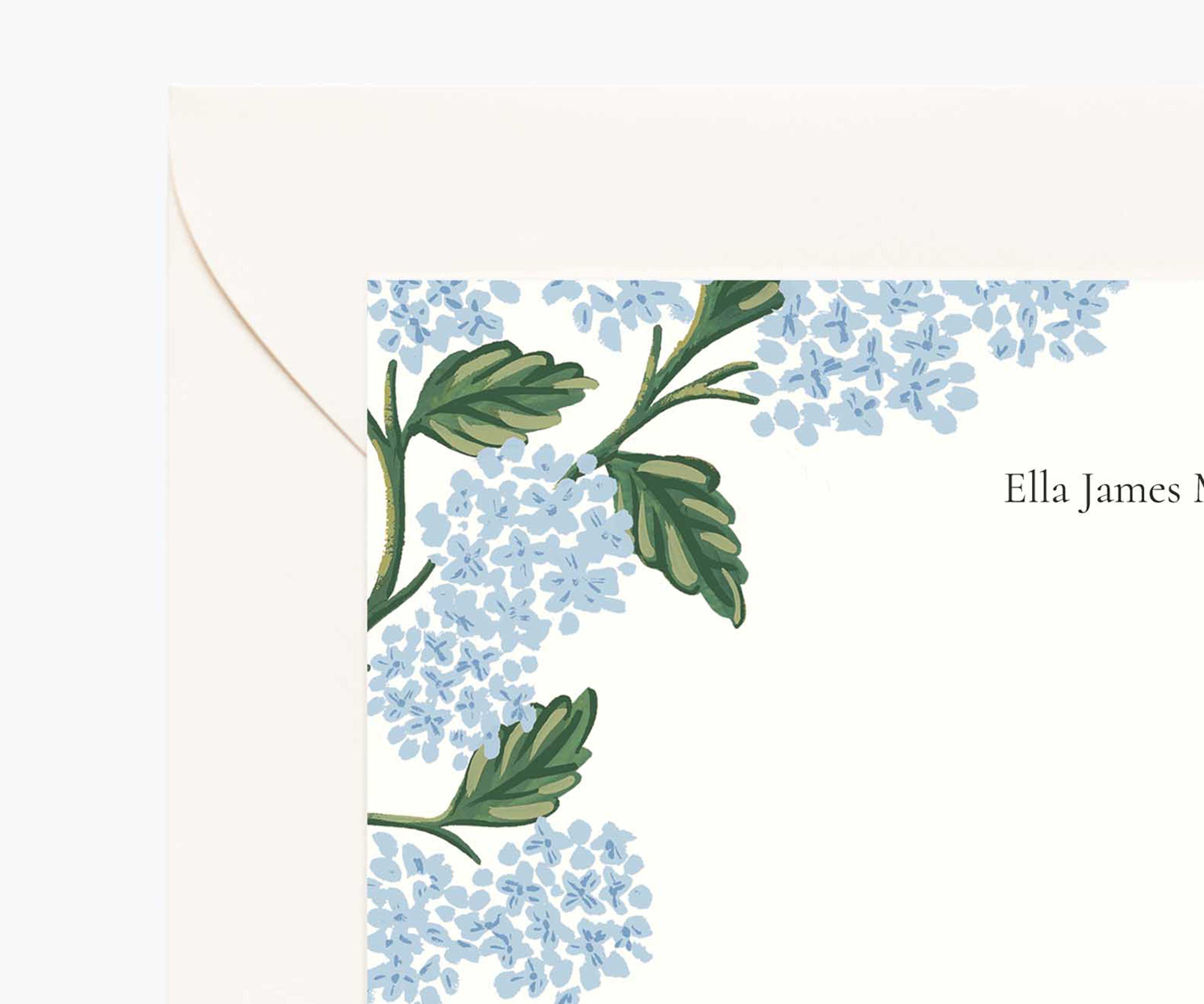 Floral Personalized Stationery  - Hydrangea Blue