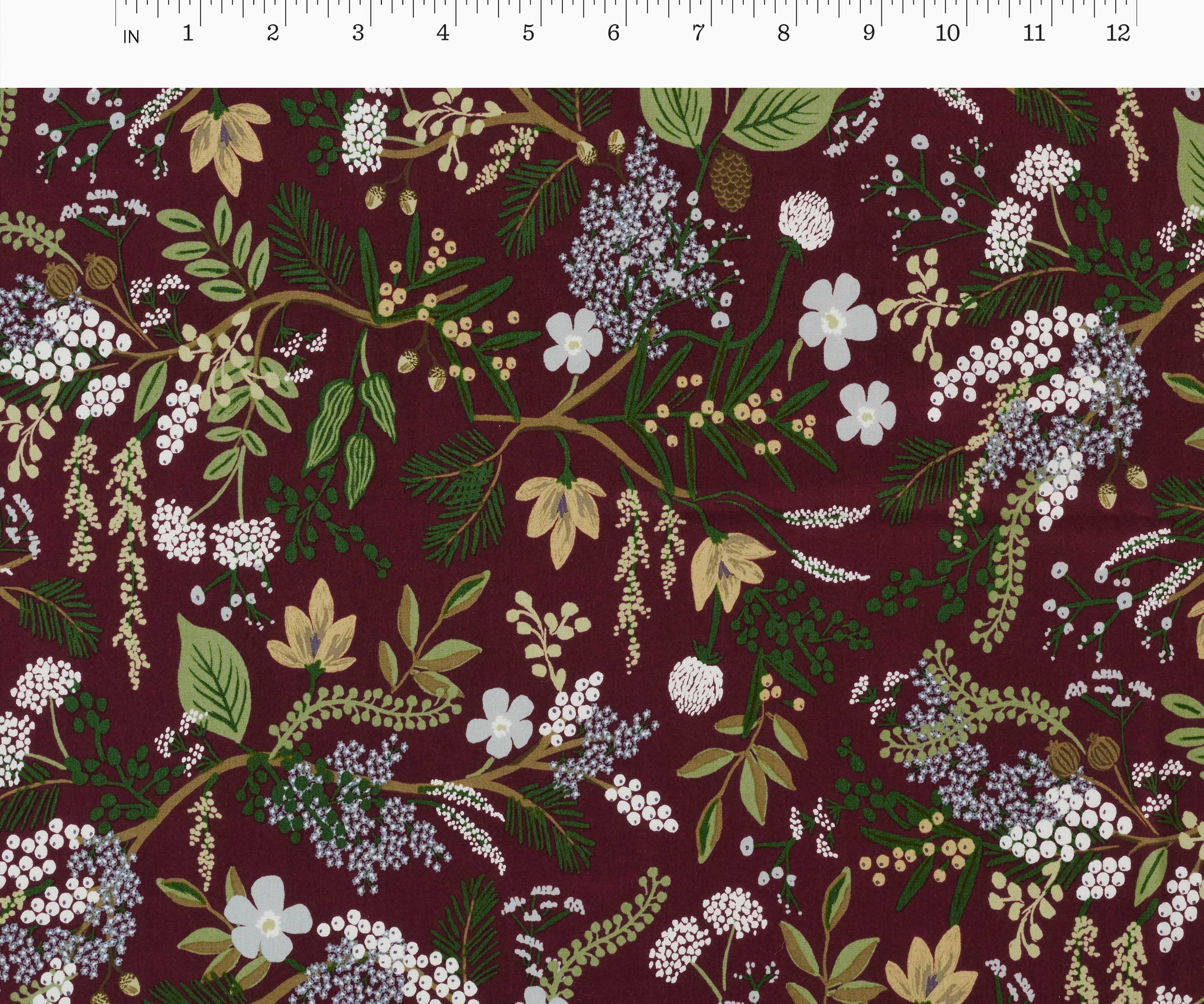 Juniper Forest Rayon Fabric - Burgundy
