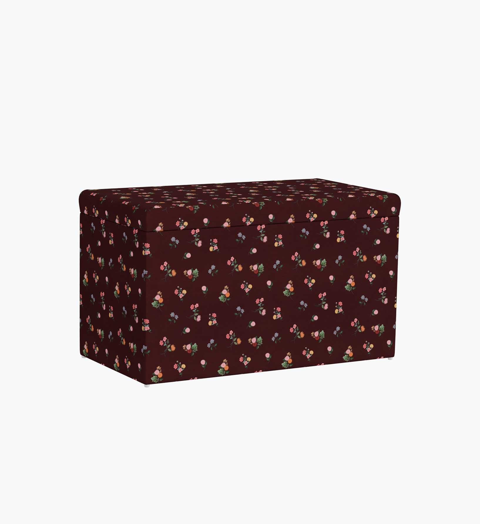 Willie Storage Bench - Ditsy Dahlia Burgundy