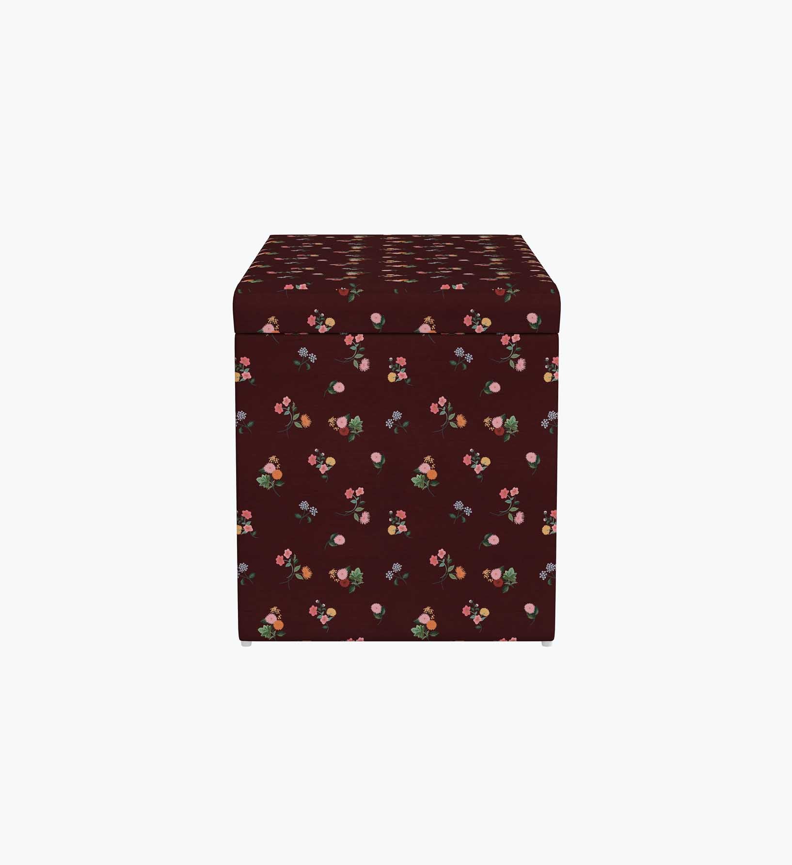 Willie Storage Bench - Ditsy Dahlia Burgundy