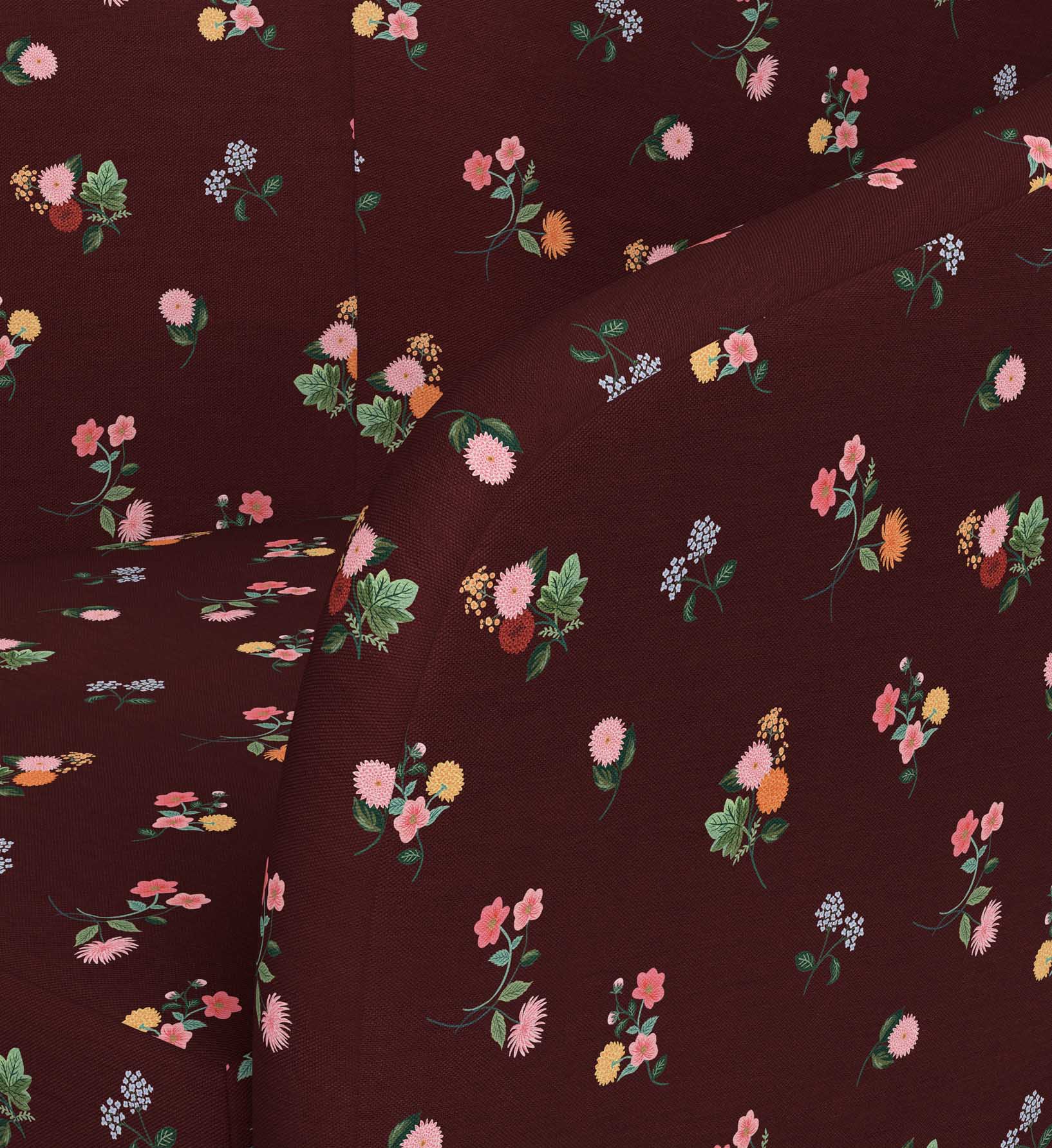 Pembroke Swivel Chair - Ditsy Dahlia Burgundy