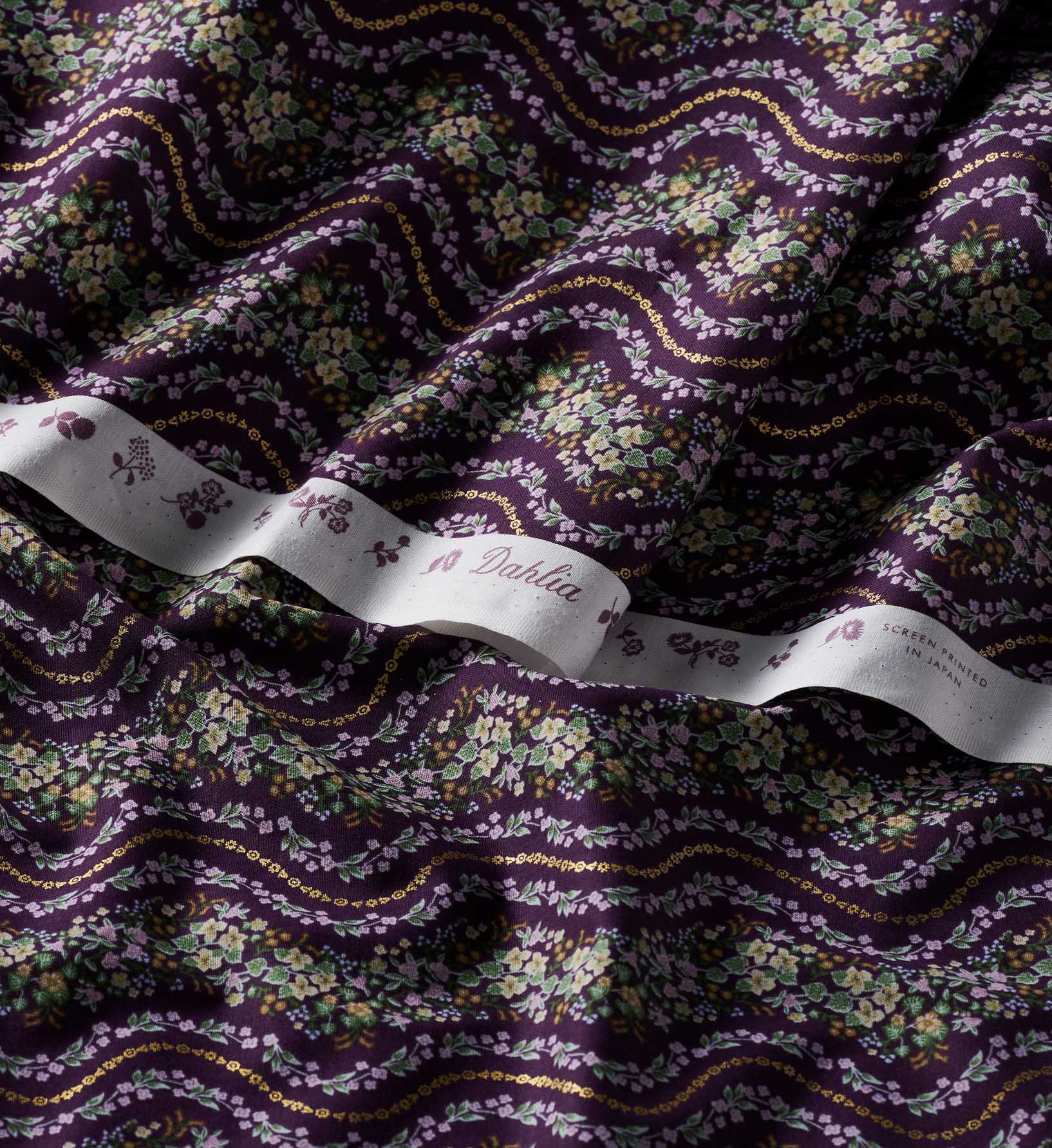 Wildwood Vines Cotton Metallic Fabric - Aubergine