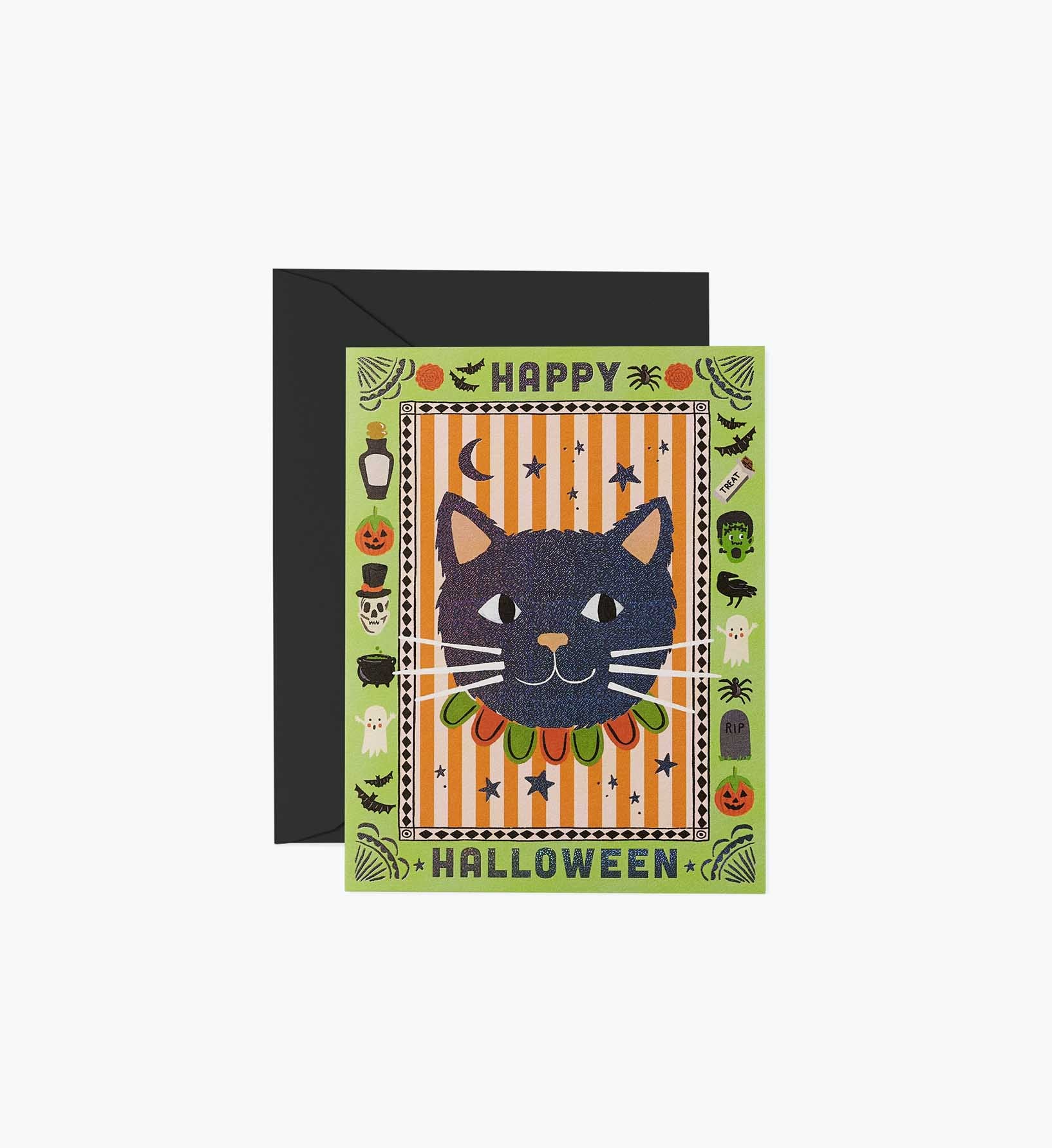 Spooky Cat Halloween Card - Single Card