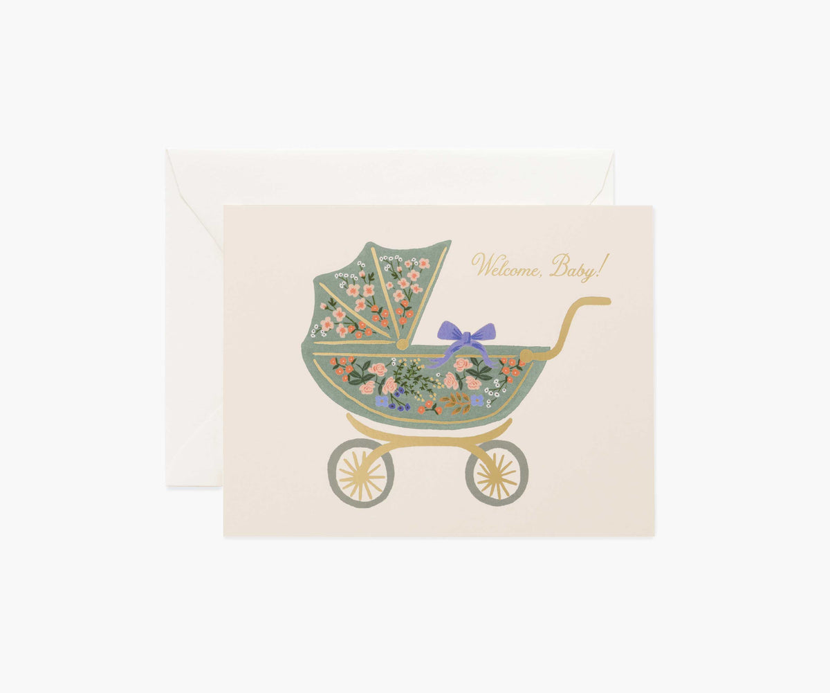 Floral Pram New Baby Greeting Card | Rifle Paper Co.