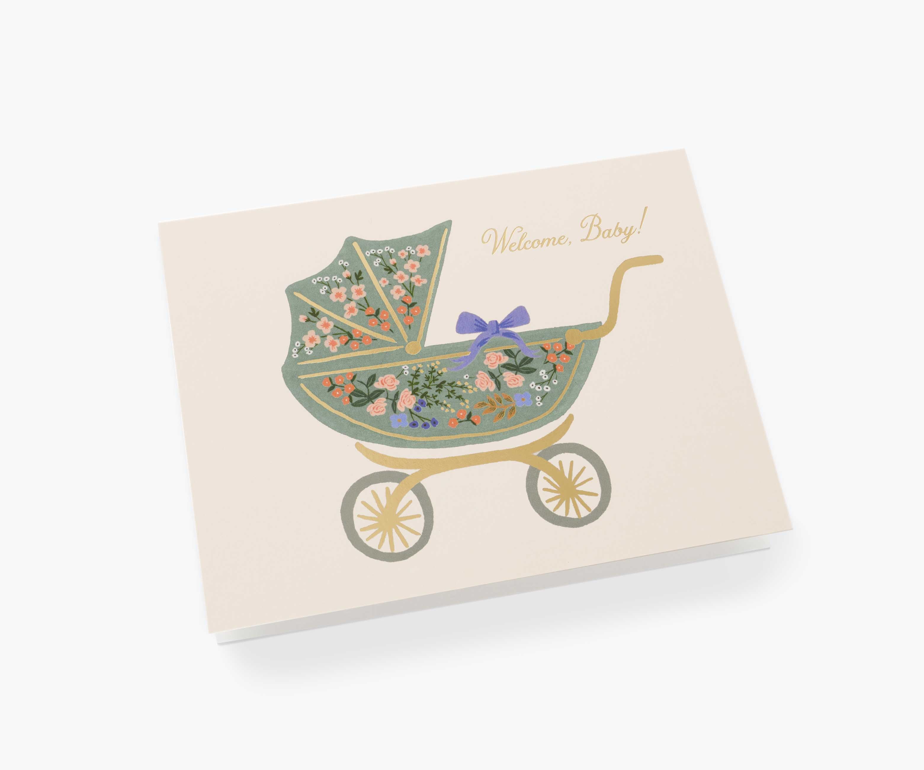 Paper Pram Floral Pram New Baby Greeting Card | Rifle Paper Co.