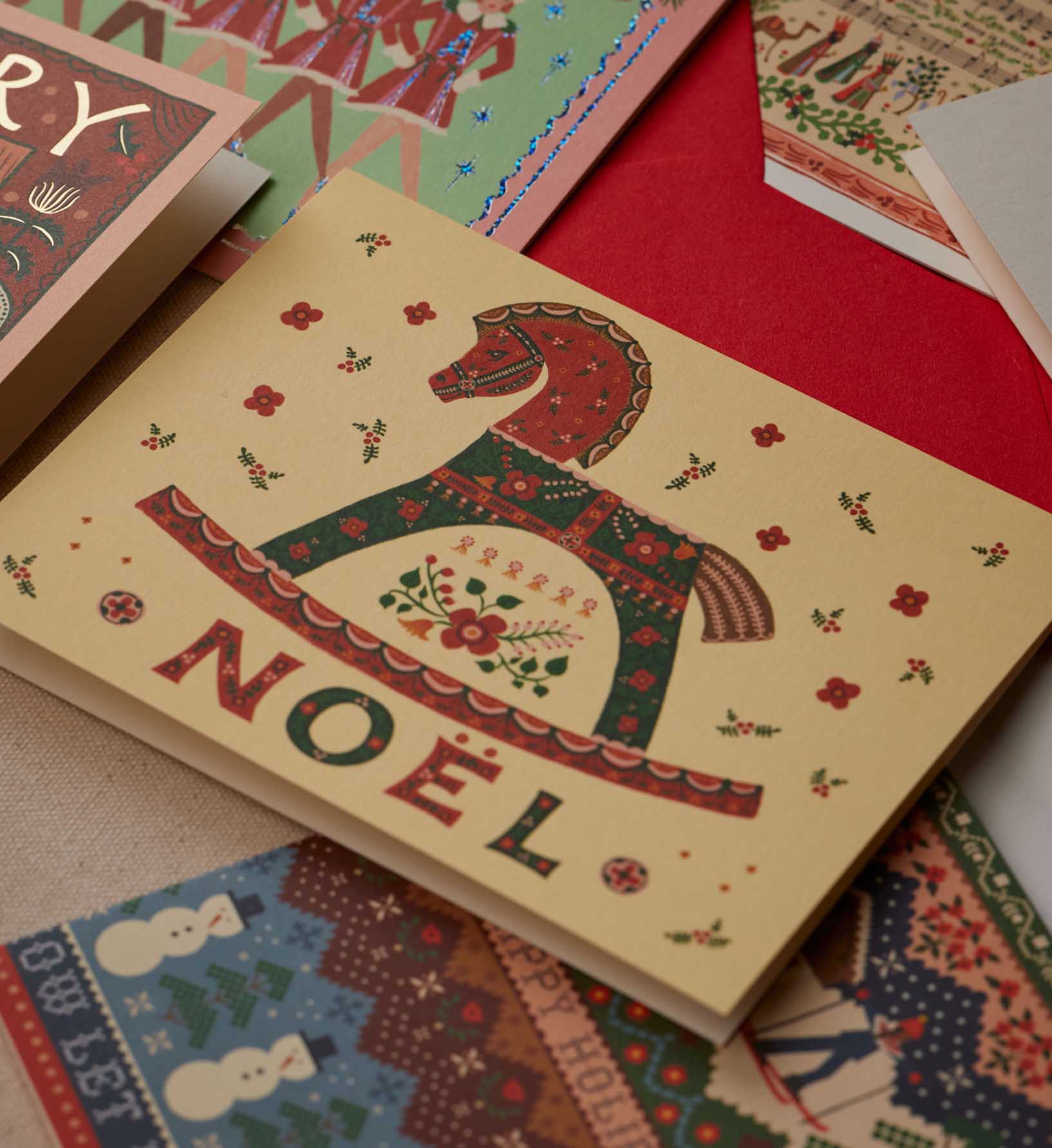 Noel Rocking Horse Holiday Card - Single Card