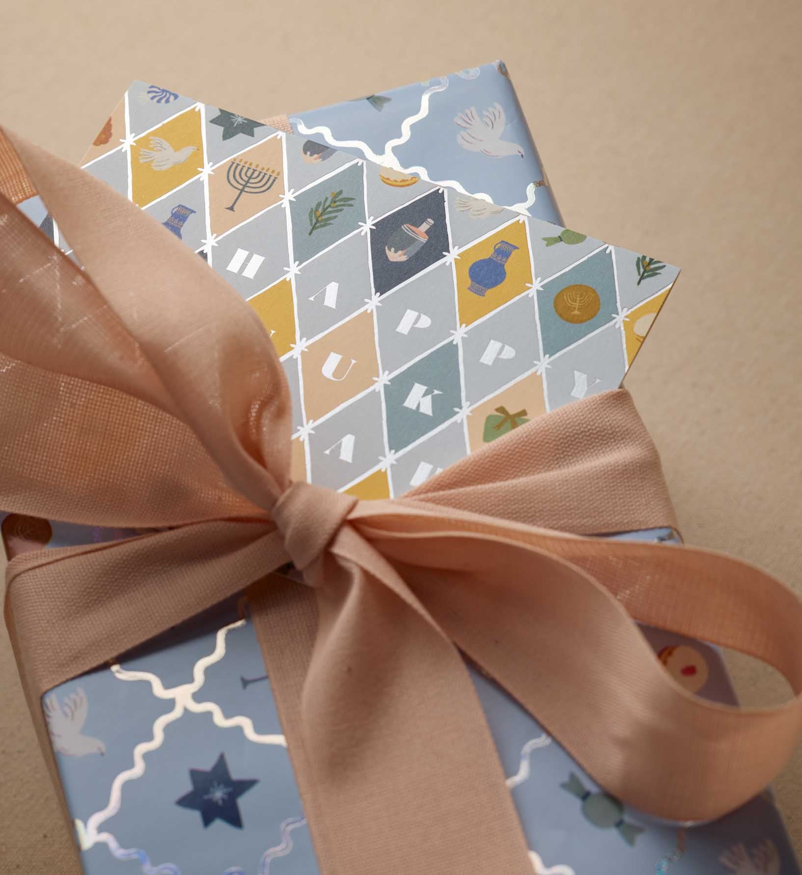 Holiday Wrapping Roll - Hanukkah Argyle